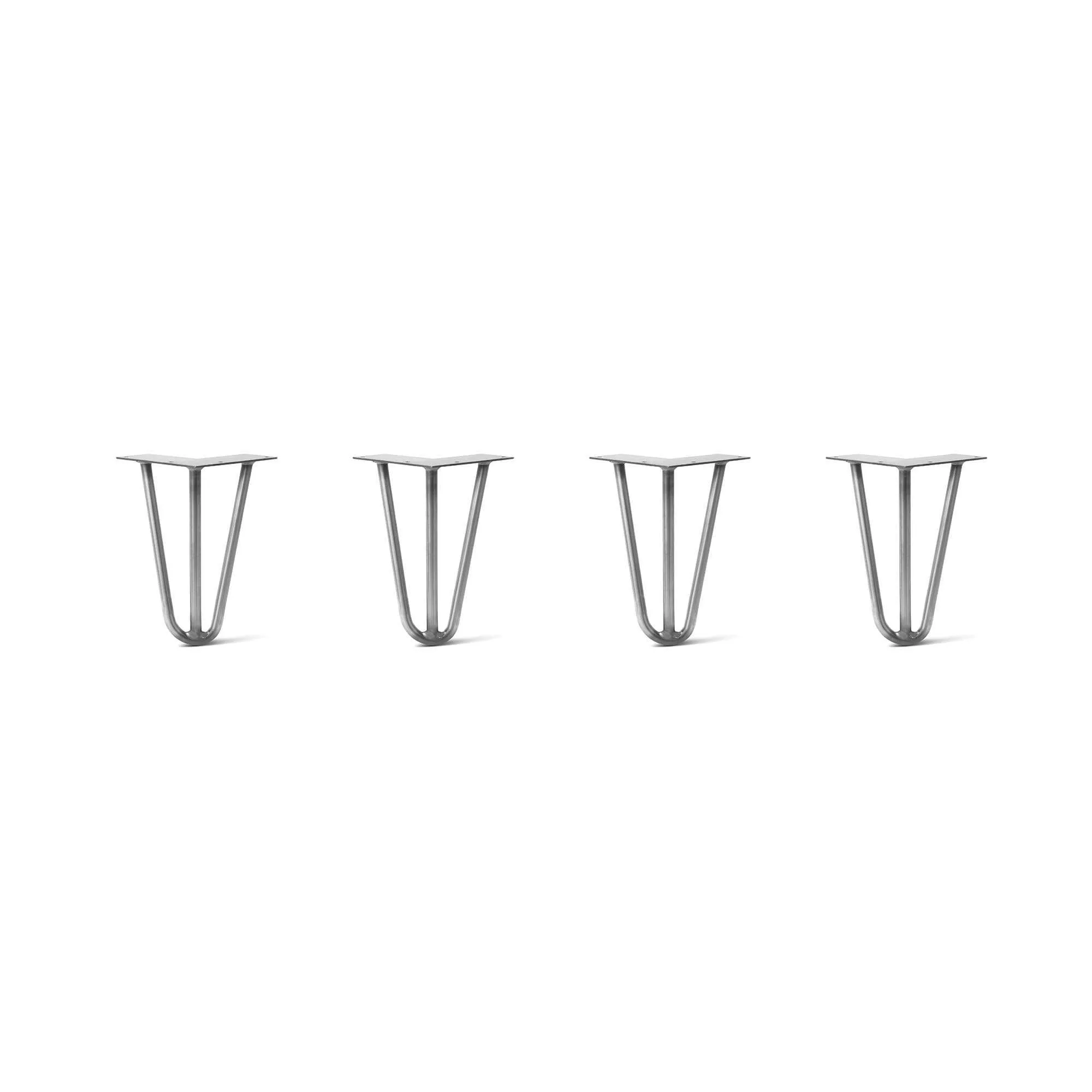 Hairpin Legs Set of 4, 3-Rod Design - Raw Steel