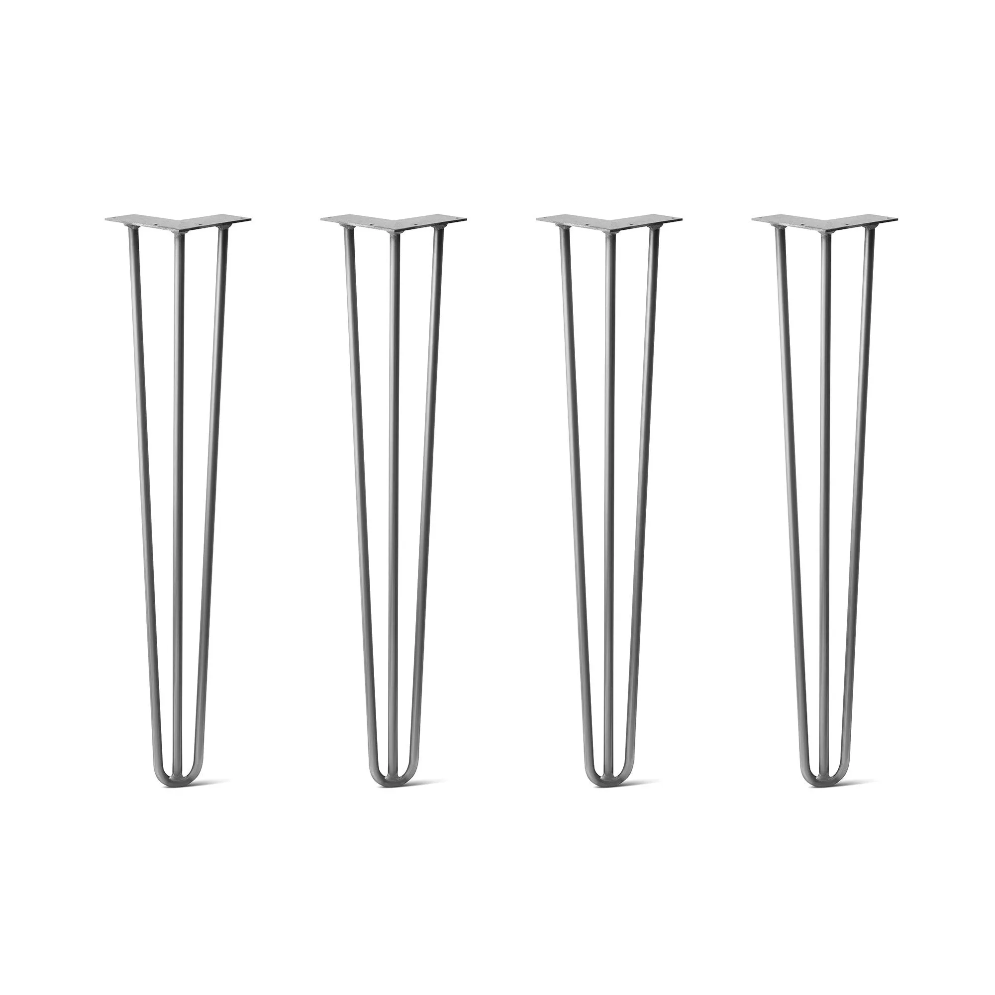 Hairpin Legs Set of 4, 3-Rod Design - Raw Steel