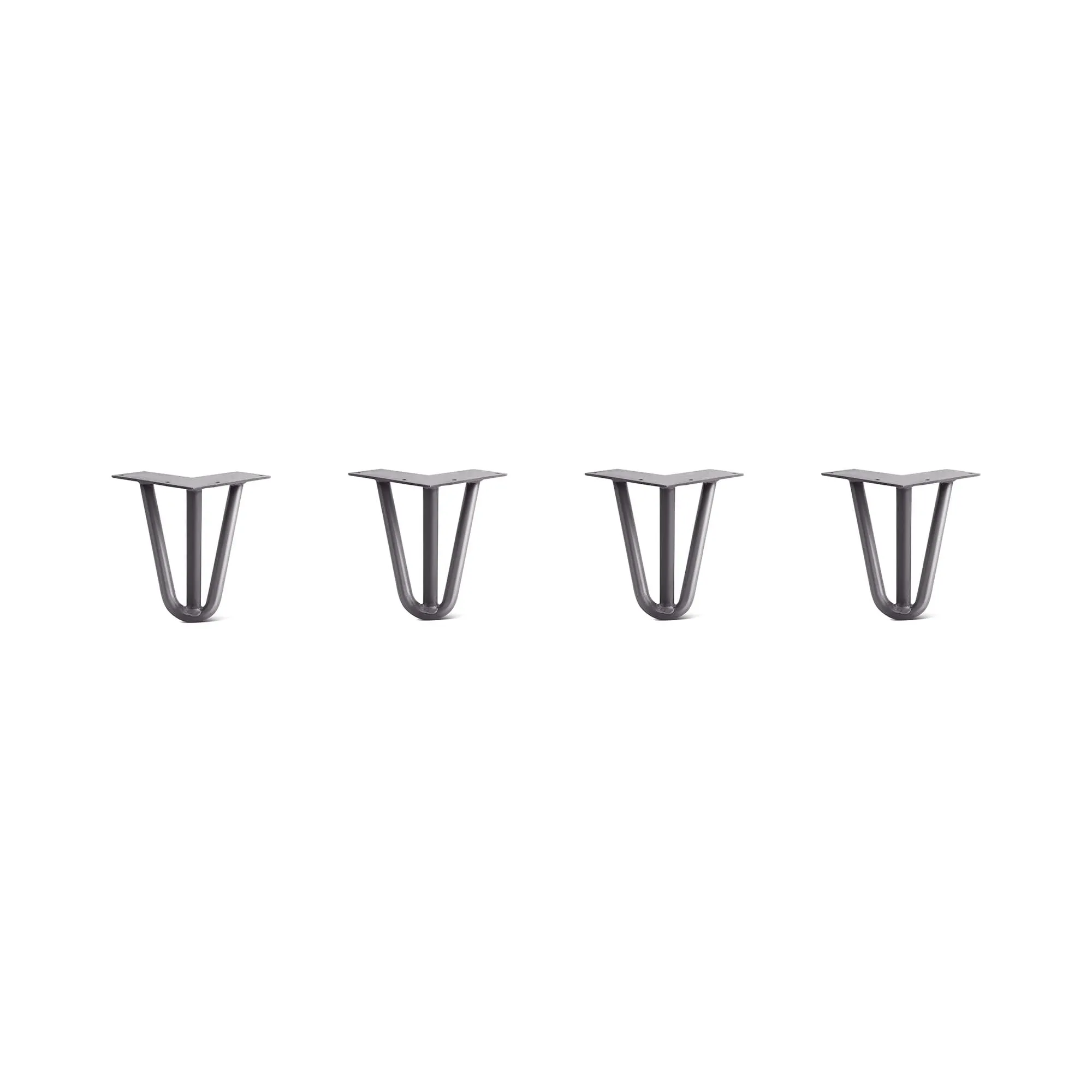 Hairpin Legs Set of 4, 3-Rod Design - Raw Steel