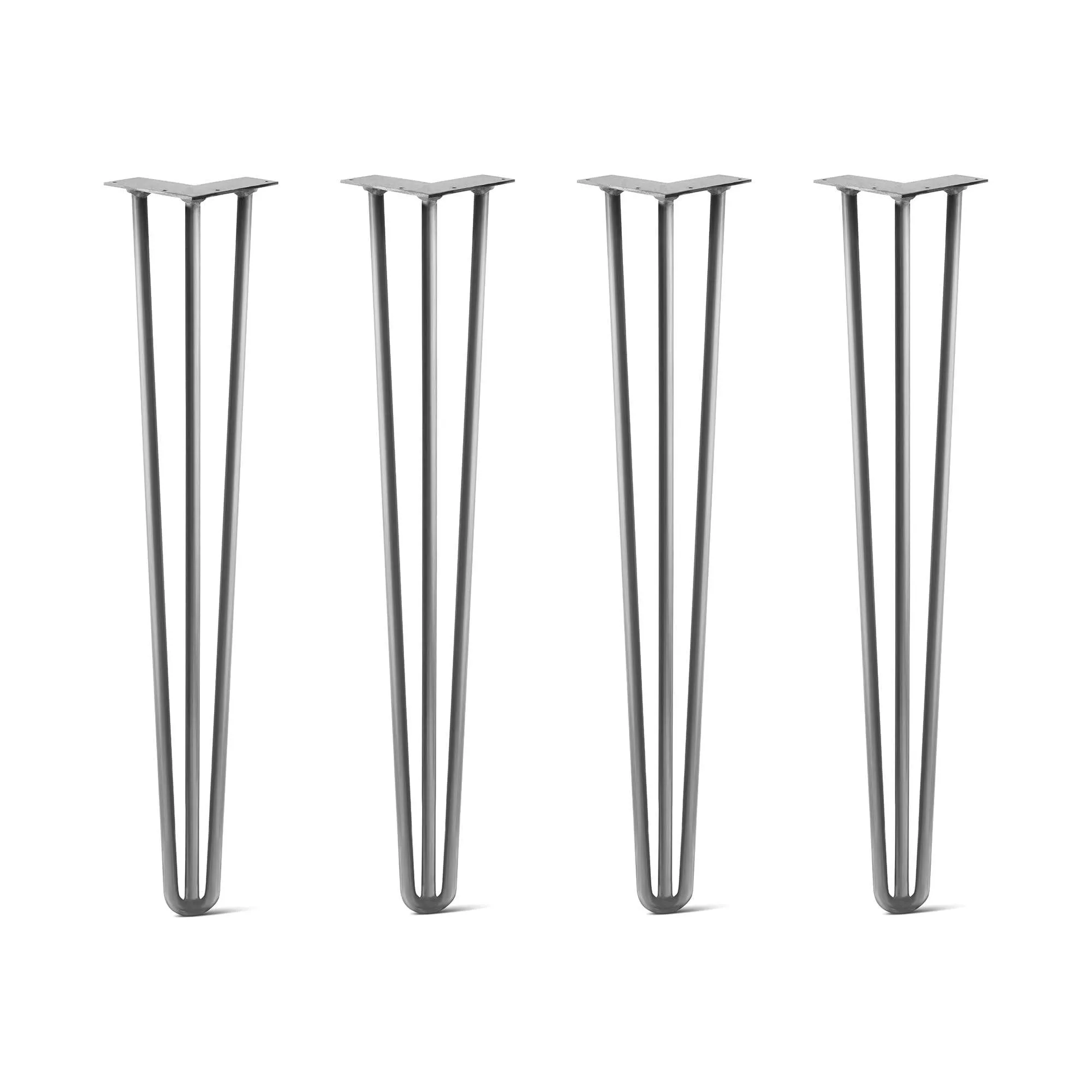 Hairpin Legs Set of 4, 3-Rod Design - Raw Steel