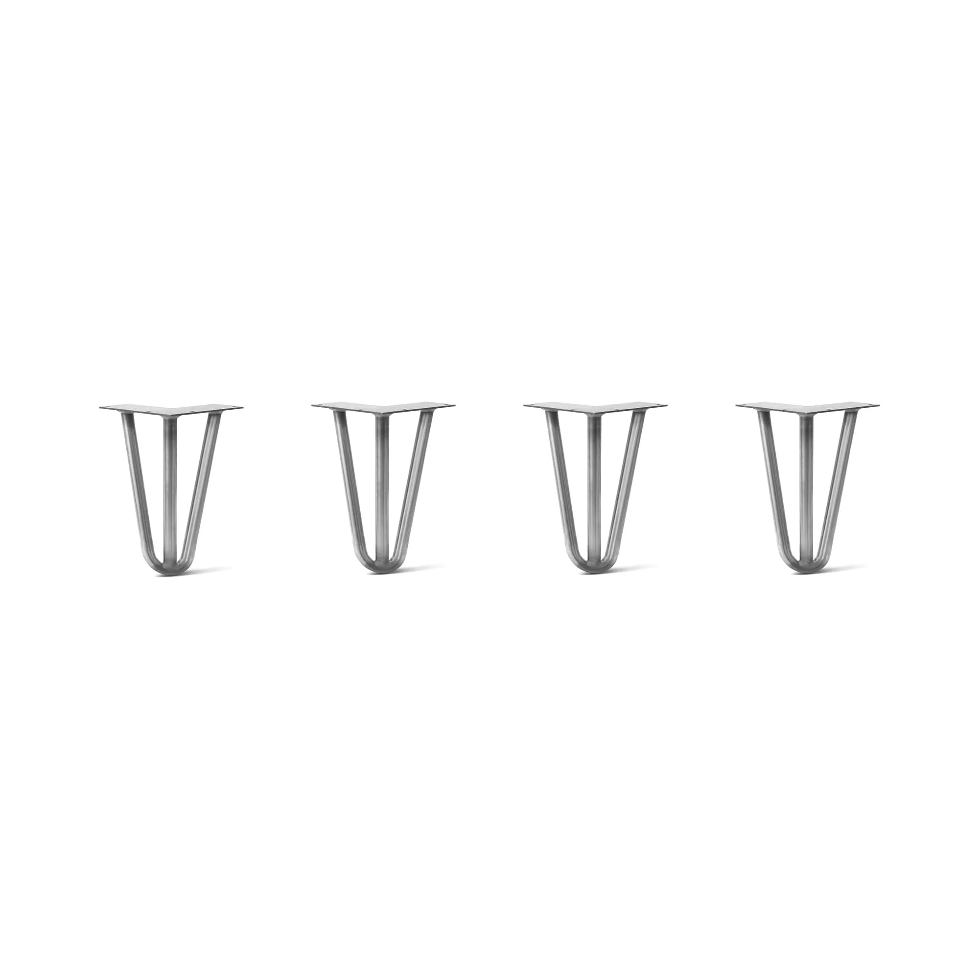 Hairpin Legs Set of 4, 3-Rod Design - Raw Steel