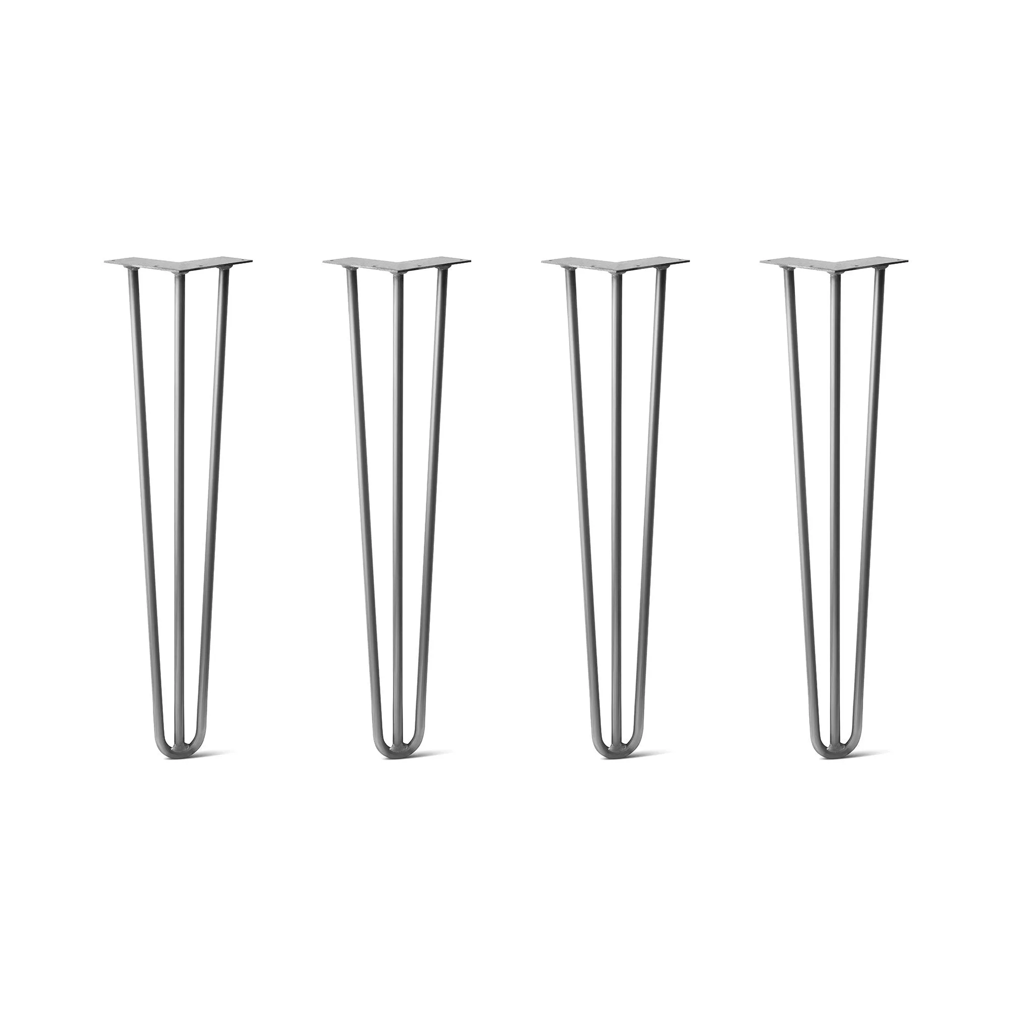 Hairpin Legs Set of 4, 3-Rod Design - Raw Steel