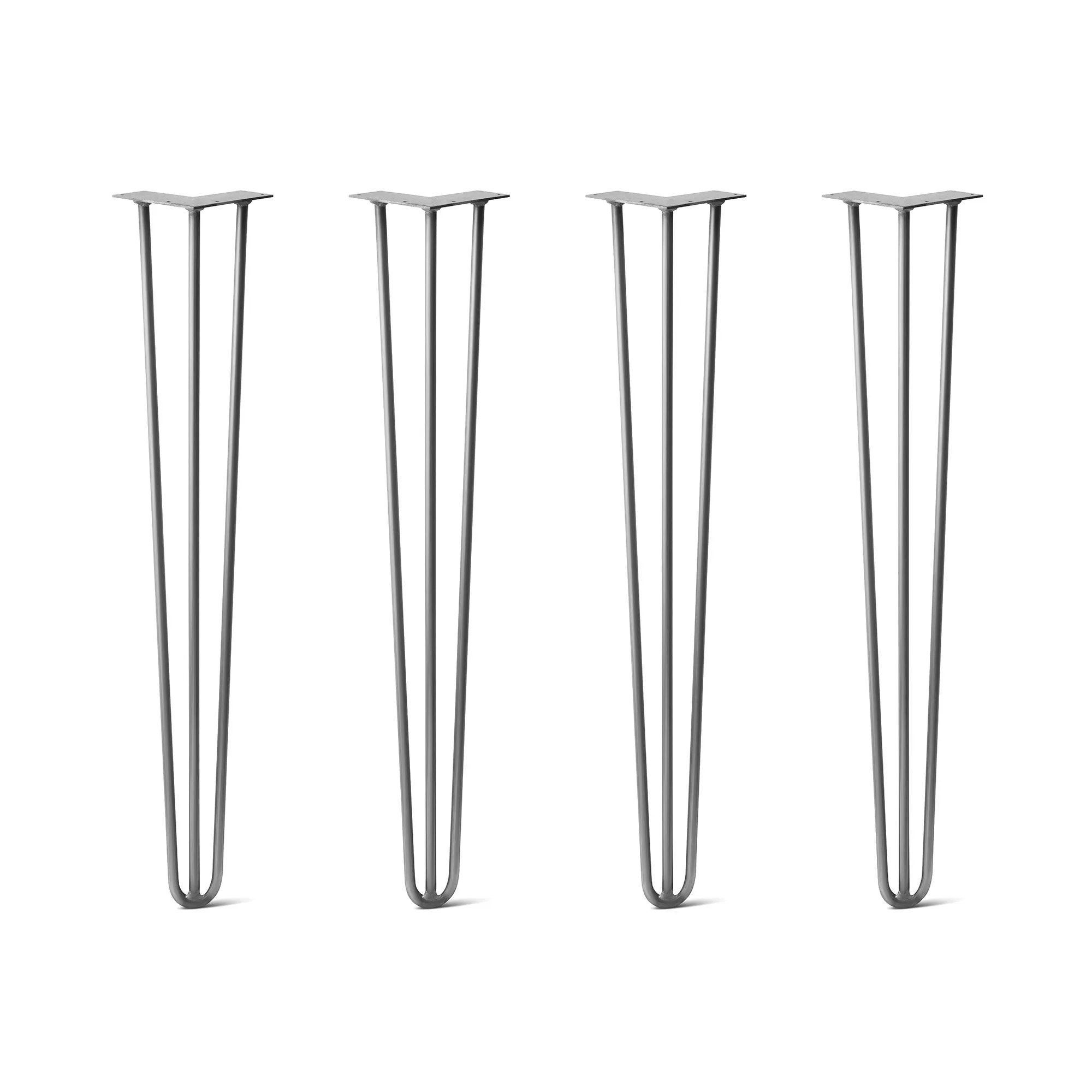 Hairpin Legs Set of 4, 3-Rod Design - Raw Steel