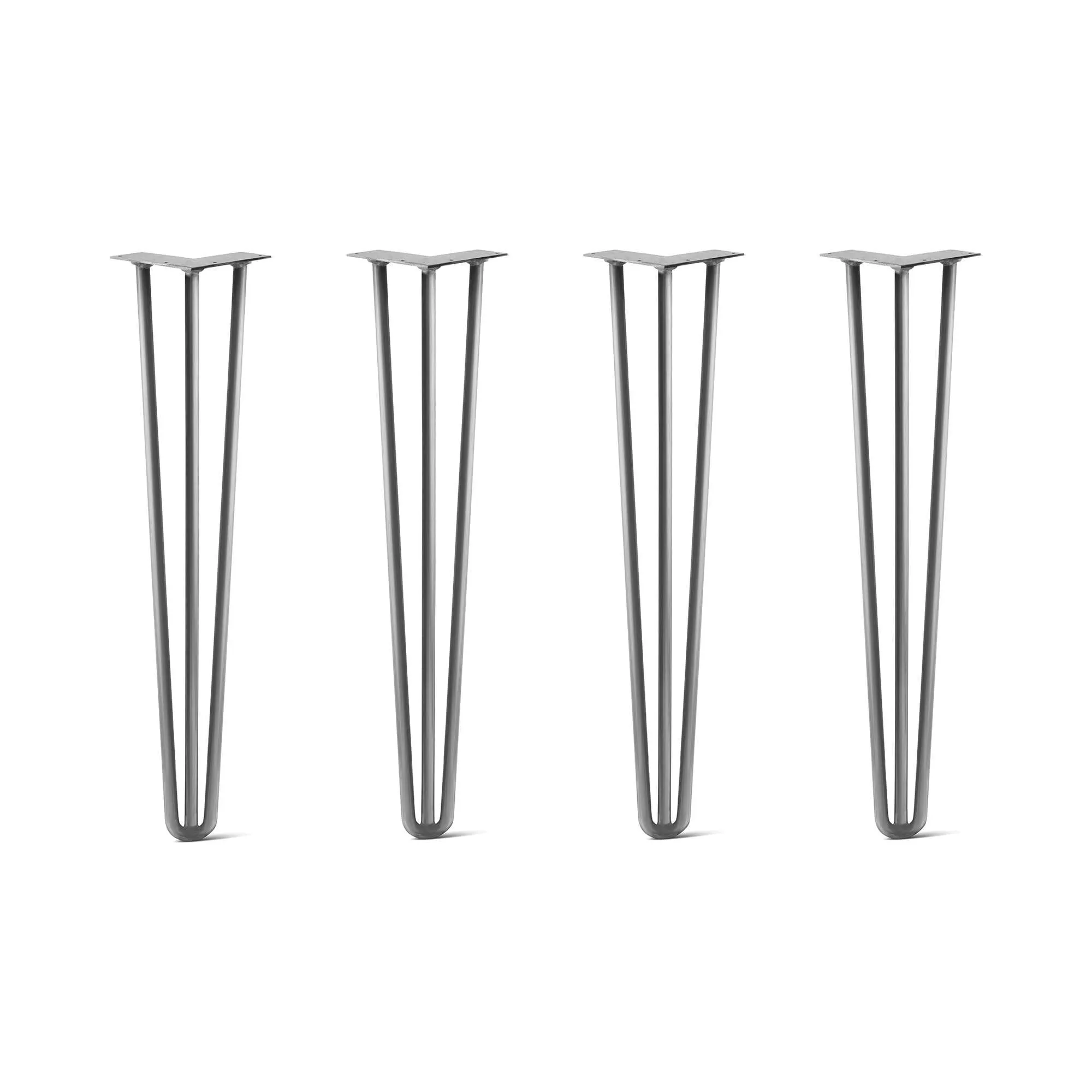 Hairpin Legs Set of 4, 3-Rod Design - Raw Steel