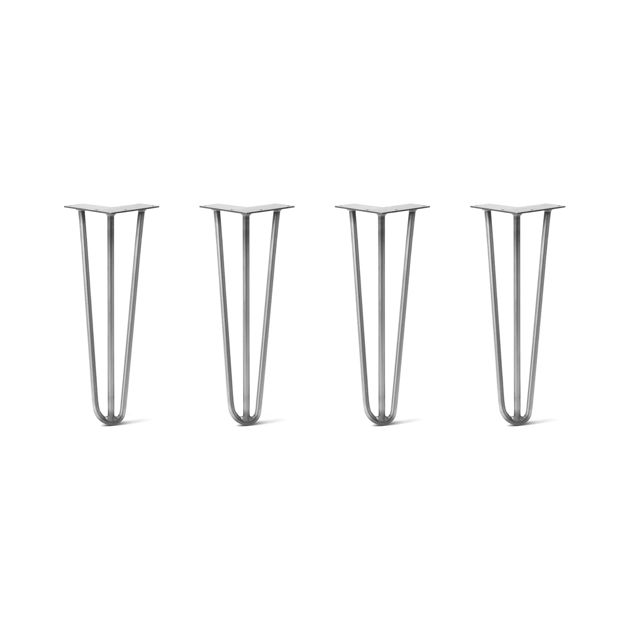 Hairpin Legs Set of 4, 3-Rod Design - Raw Steel