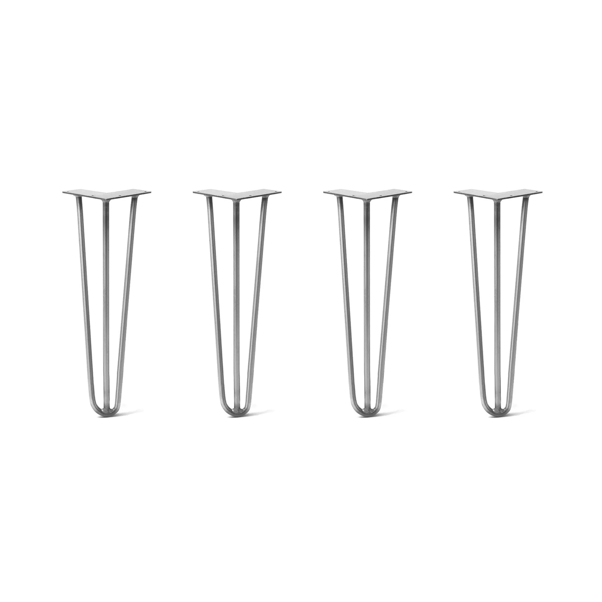 Hairpin Legs Set of 4, 3-Rod Design - Raw Steel