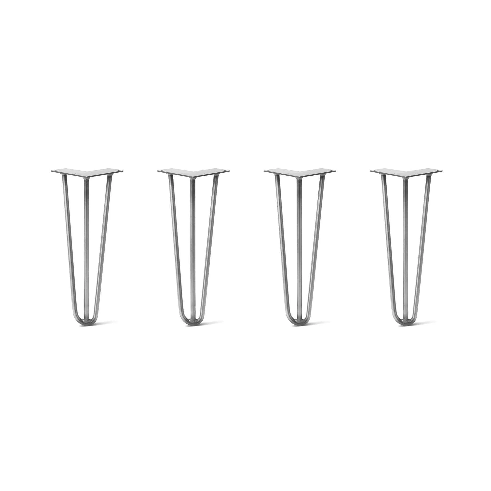 Hairpin Legs Set of 4, 3-Rod Design - Raw Steel