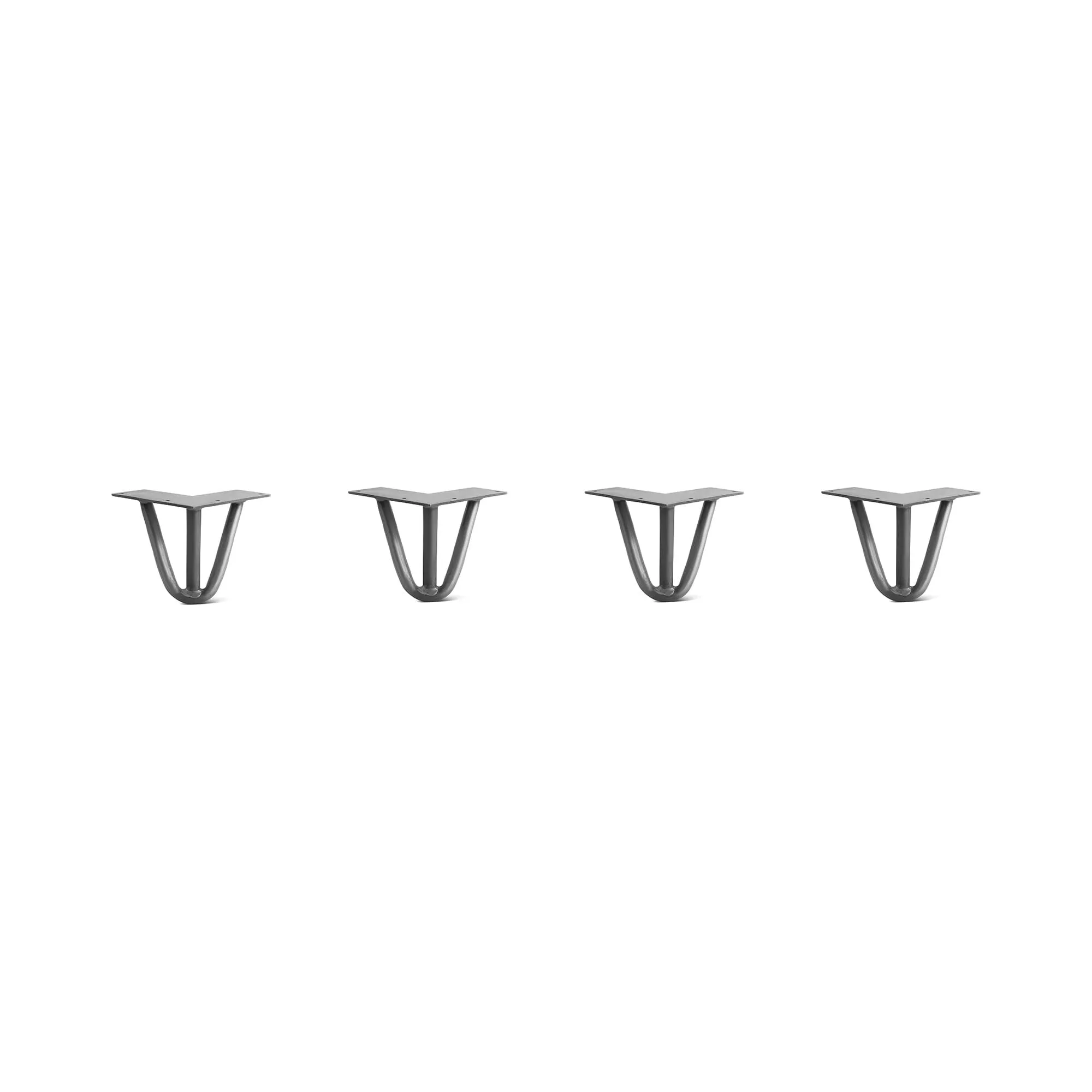 Hairpin Legs Set of 4, 3-Rod Design - Raw Steel