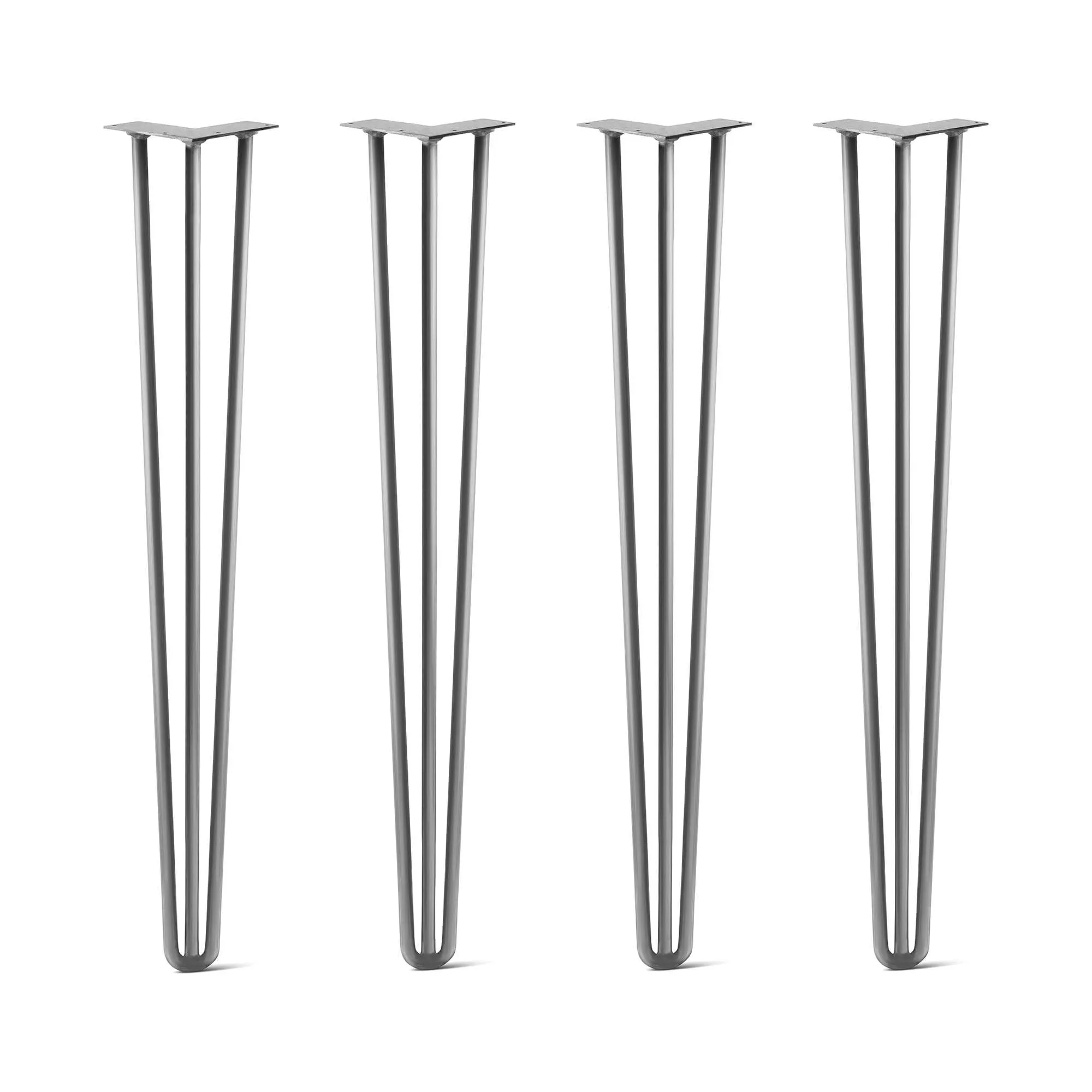 Hairpin Legs Set of 4, 3-Rod Design - Raw Steel