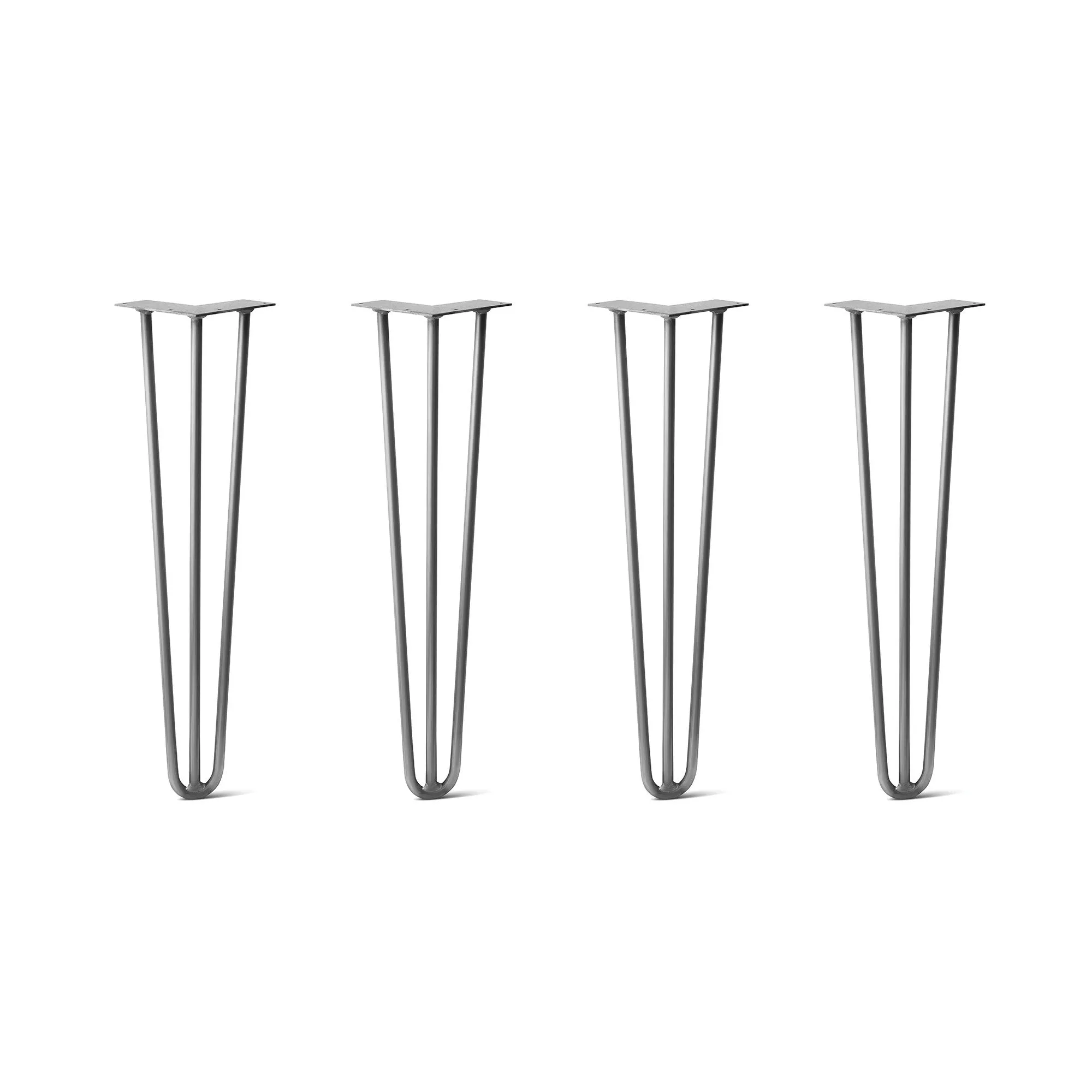 Hairpin Legs Set of 4, 3-Rod Design - Raw Steel