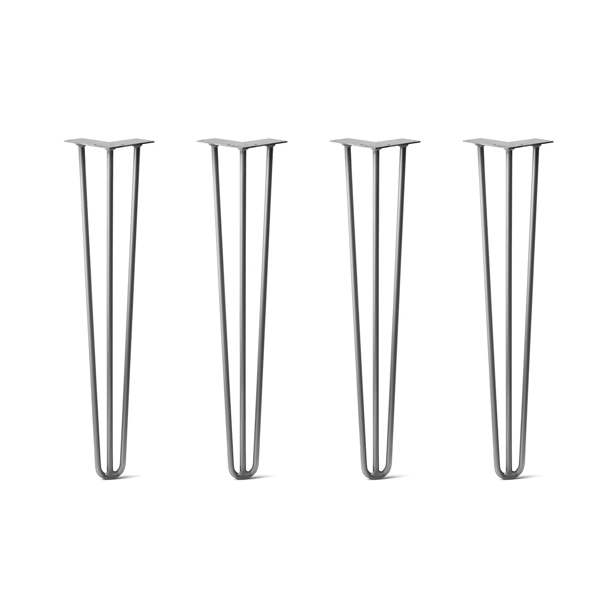 Hairpin Legs Set of 4, 3-Rod Design - Raw Steel