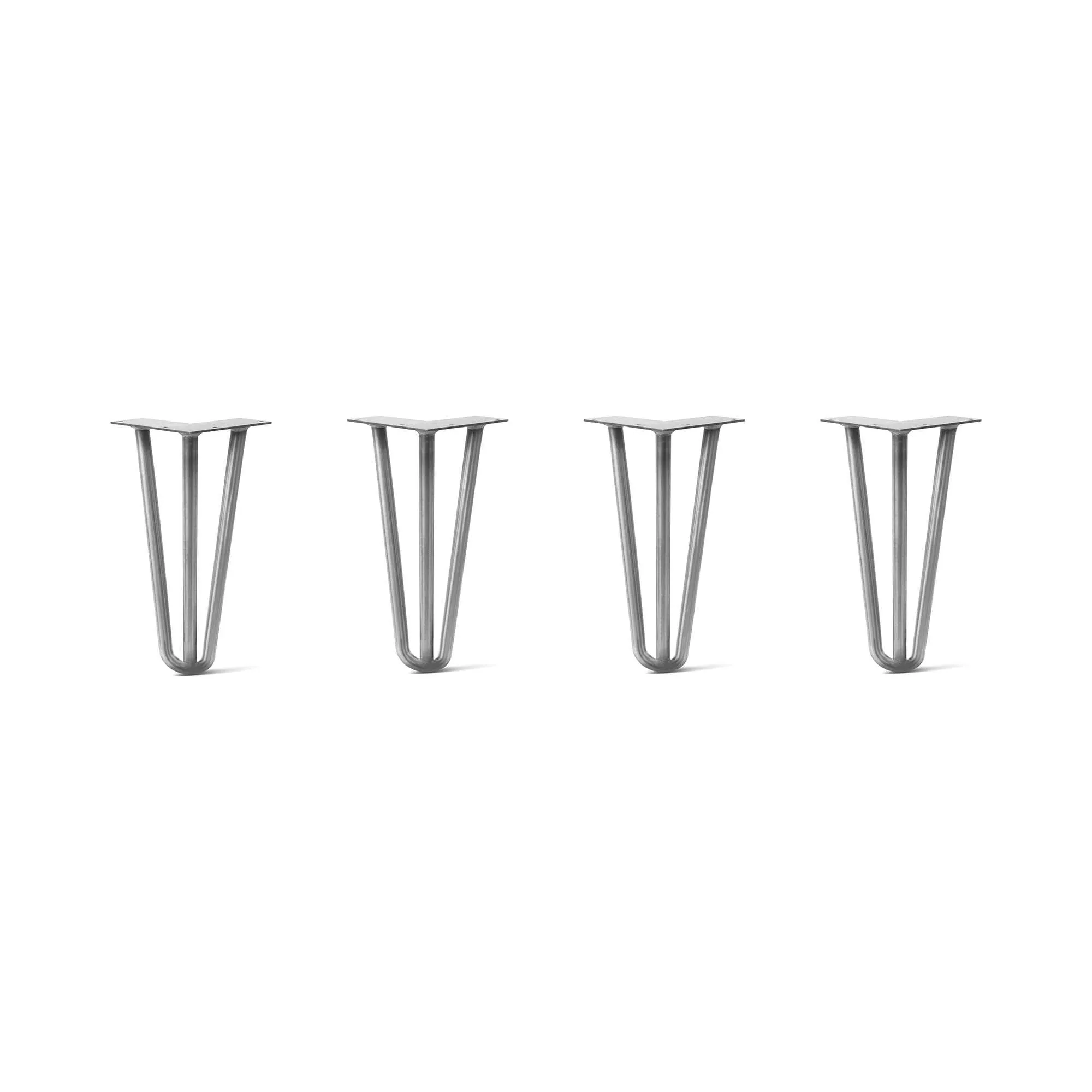 Hairpin Legs Set of 4, 3-Rod Design - Raw Steel