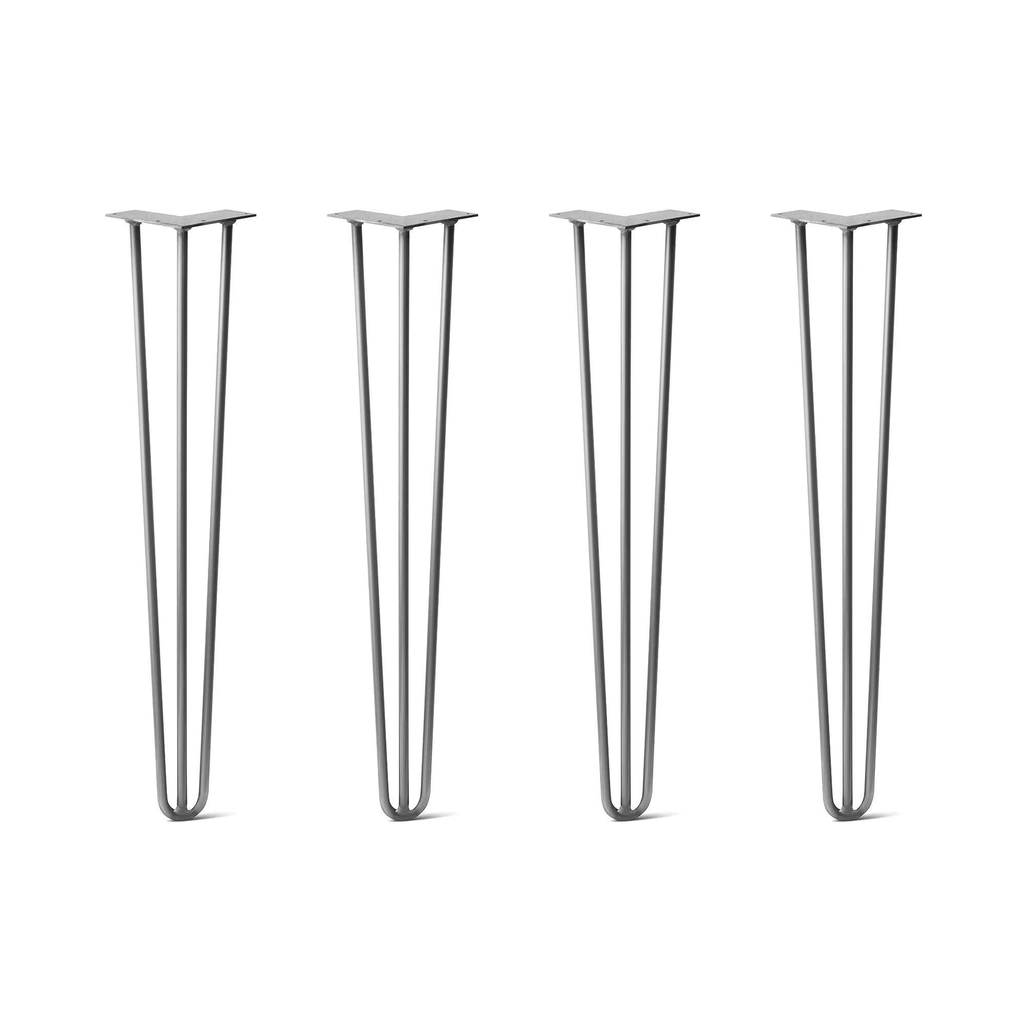 Hairpin Legs Set of 4, 3-Rod Design - Raw Steel