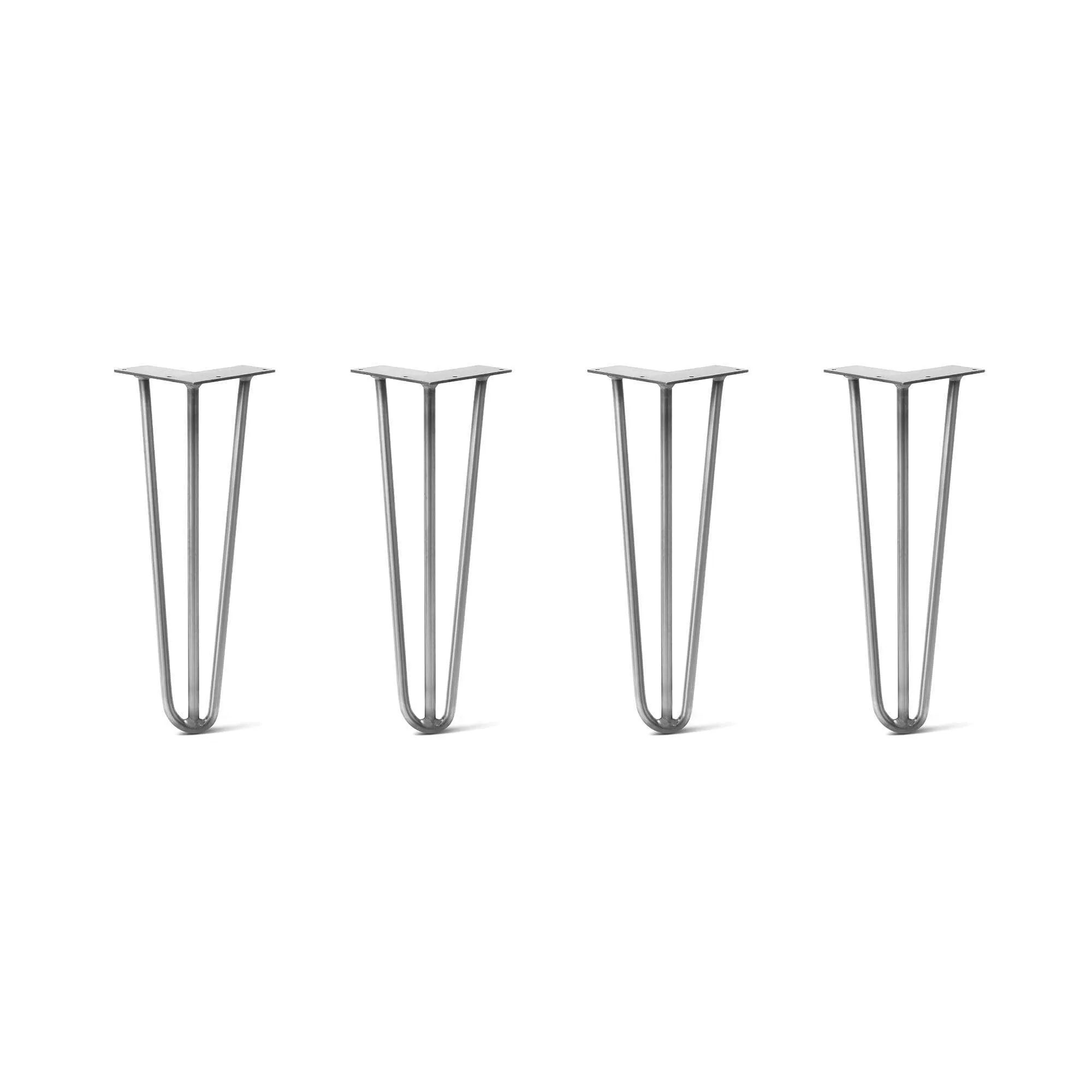 Hairpin Legs Set of 4, 3-Rod Design - Raw Steel