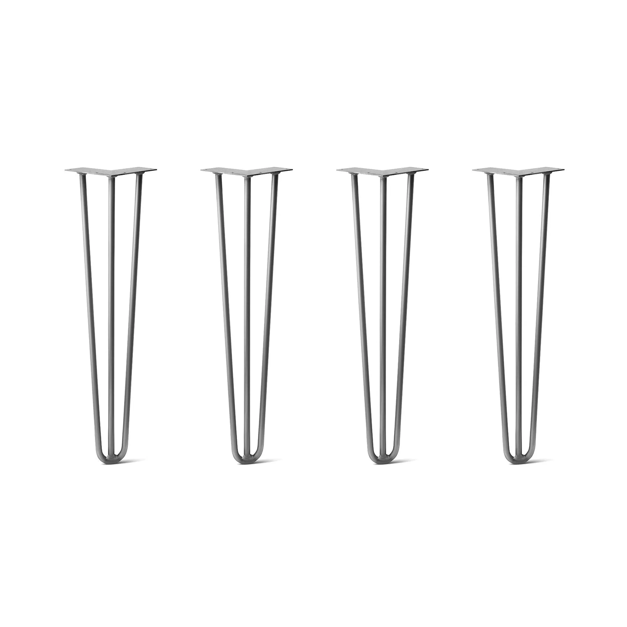 Hairpin Legs Set of 4, 3-Rod Design - Raw Steel