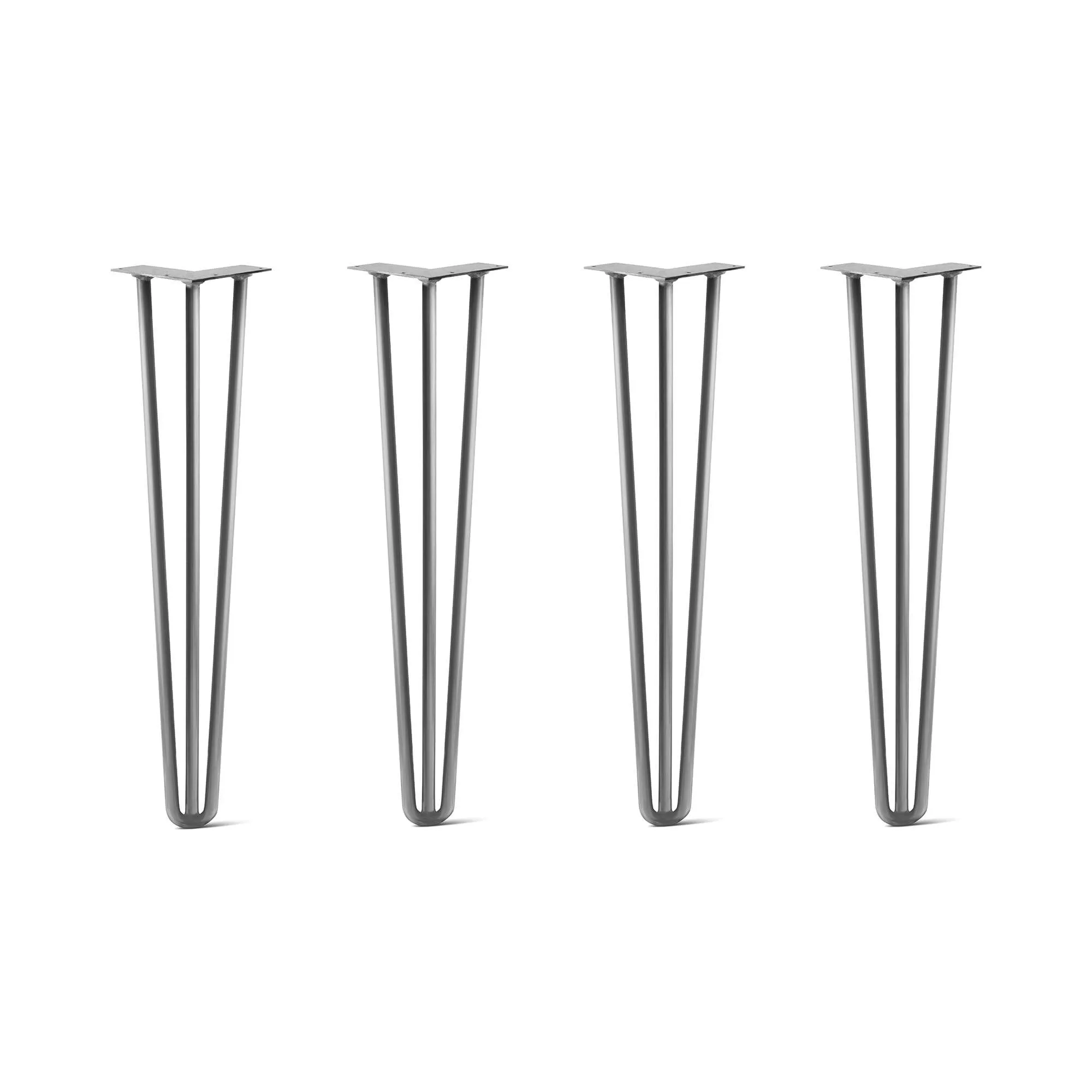 Hairpin Legs Set of 4, 3-Rod Design - Raw Steel