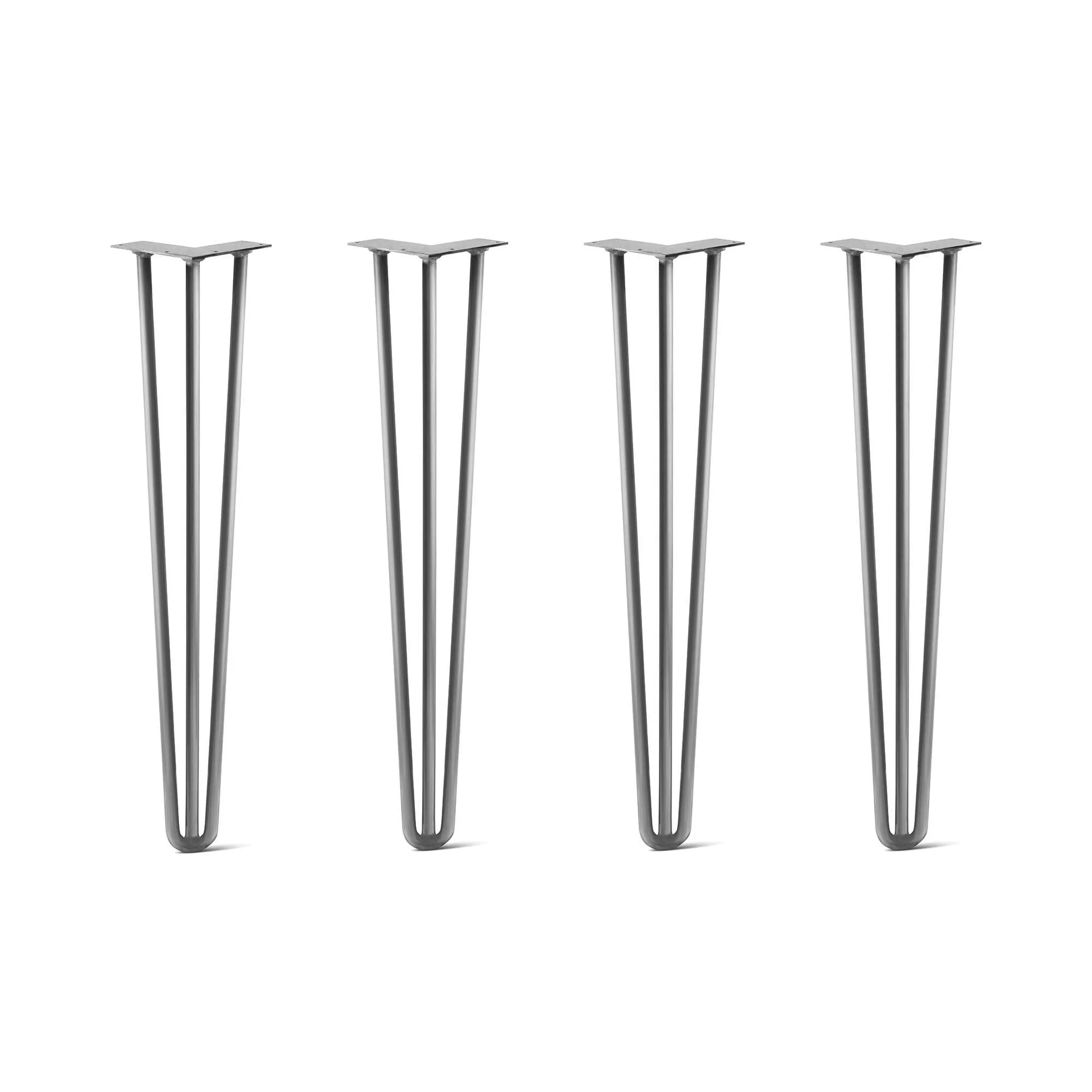 Hairpin Legs Set of 4, 3-Rod Design - Raw Steel