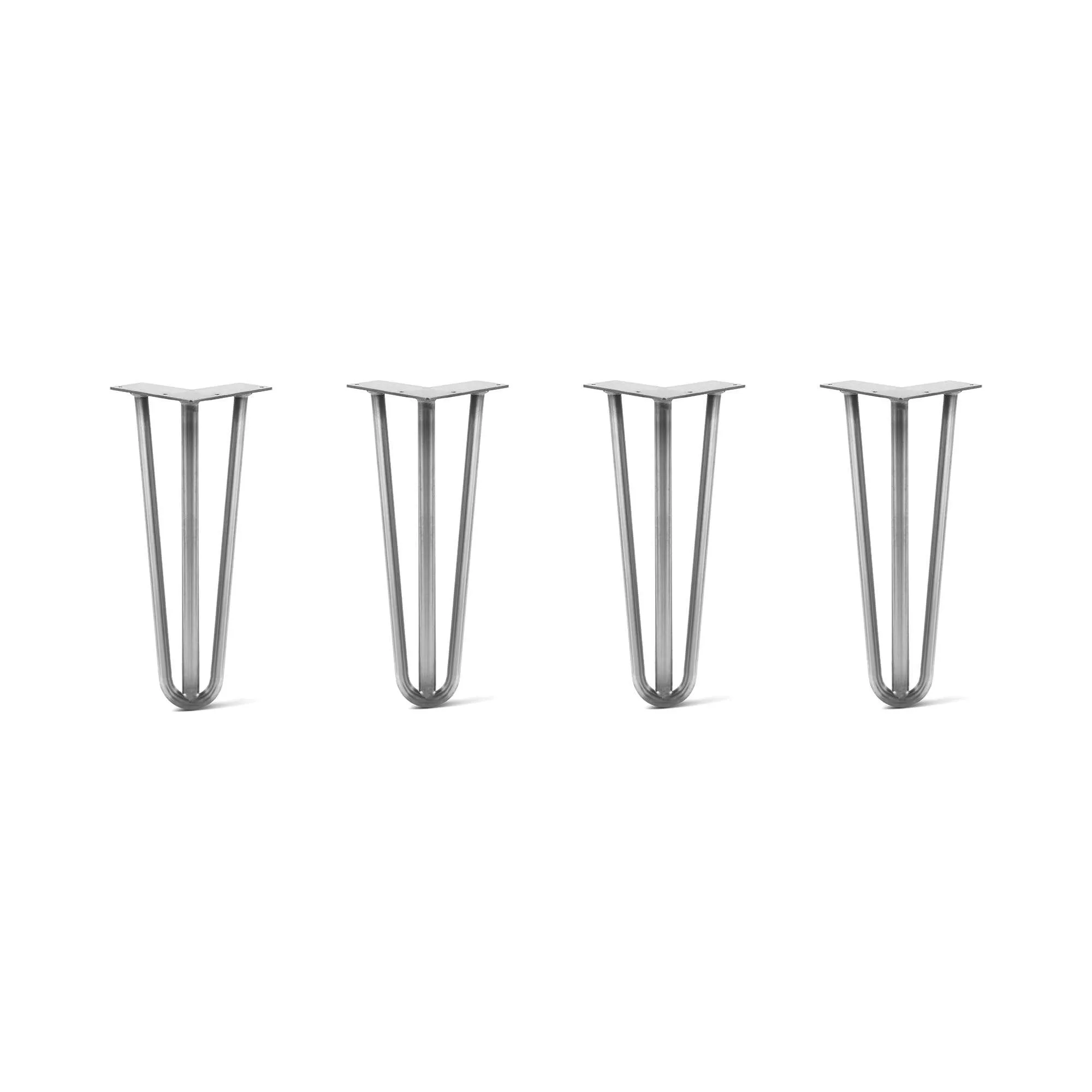 Hairpin Legs Set of 4, 3-Rod Design - Raw Steel