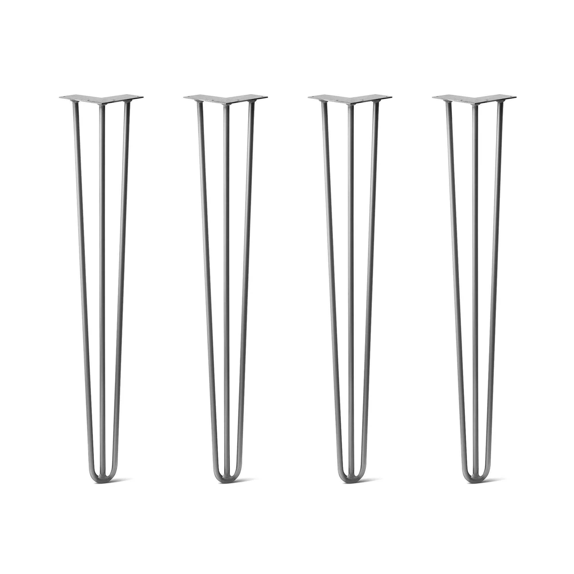 Hairpin Legs Set of 4, 3-Rod Design - Raw Steel