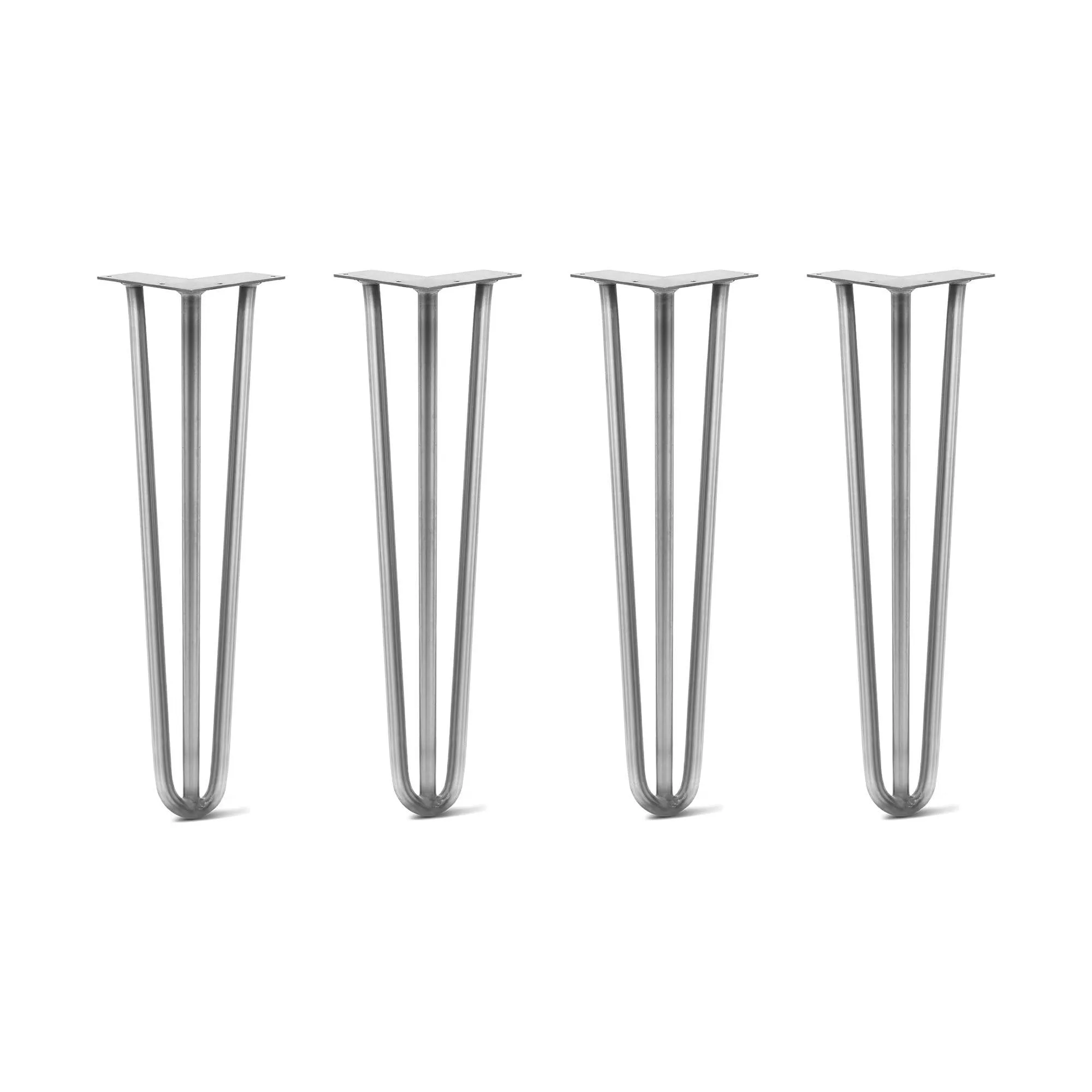 Hairpin Legs Set of 4, 3-Rod Design - Raw Steel