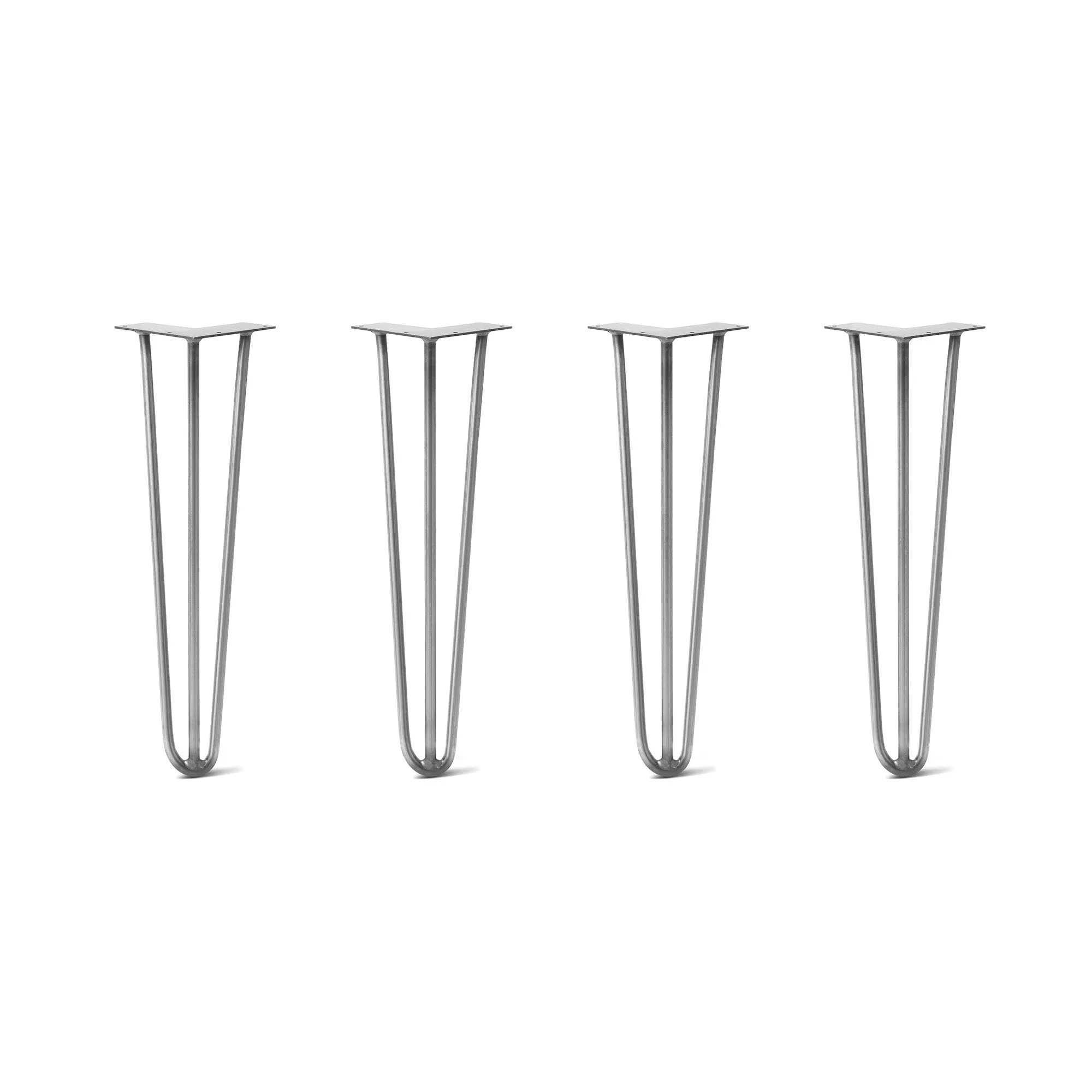 Hairpin Legs Set of 4, 3-Rod Design - Raw Steel