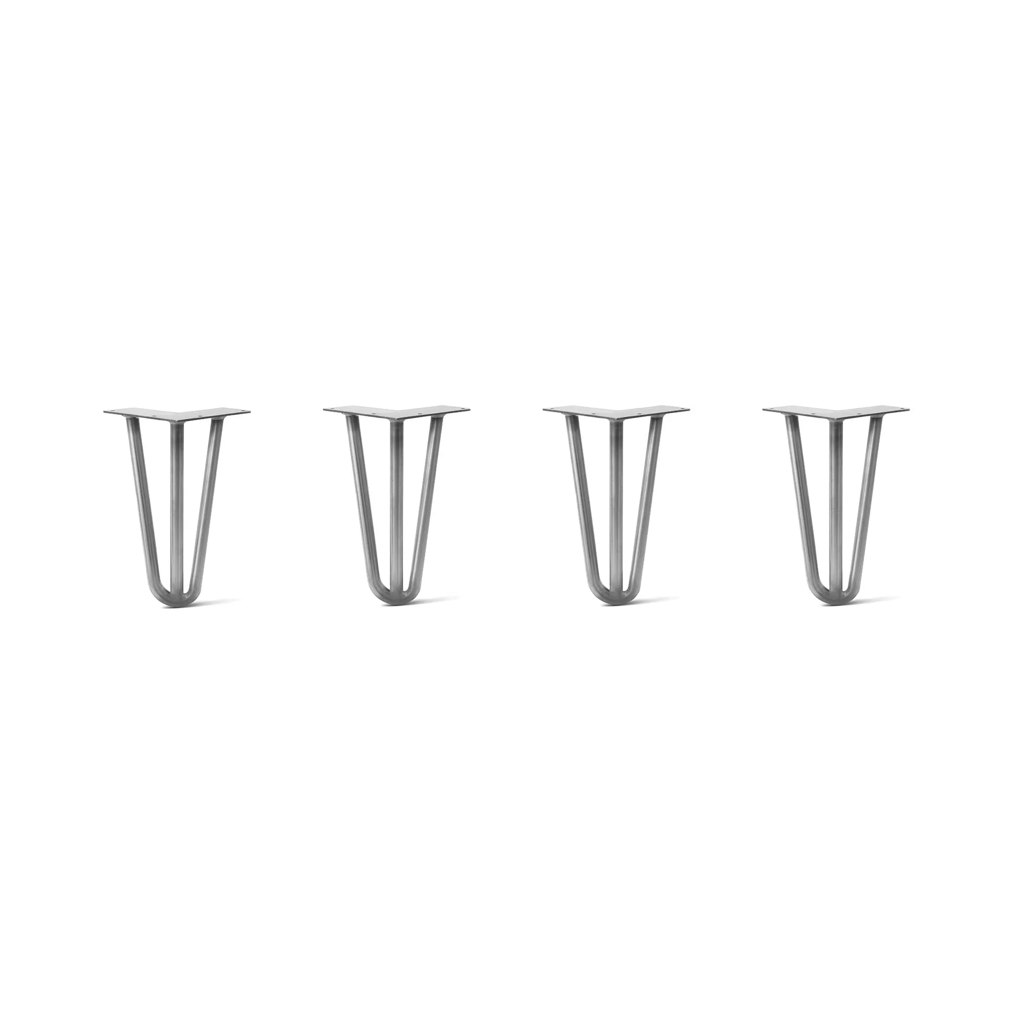 Hairpin Legs Set of 4, 3-Rod Design - Raw Steel