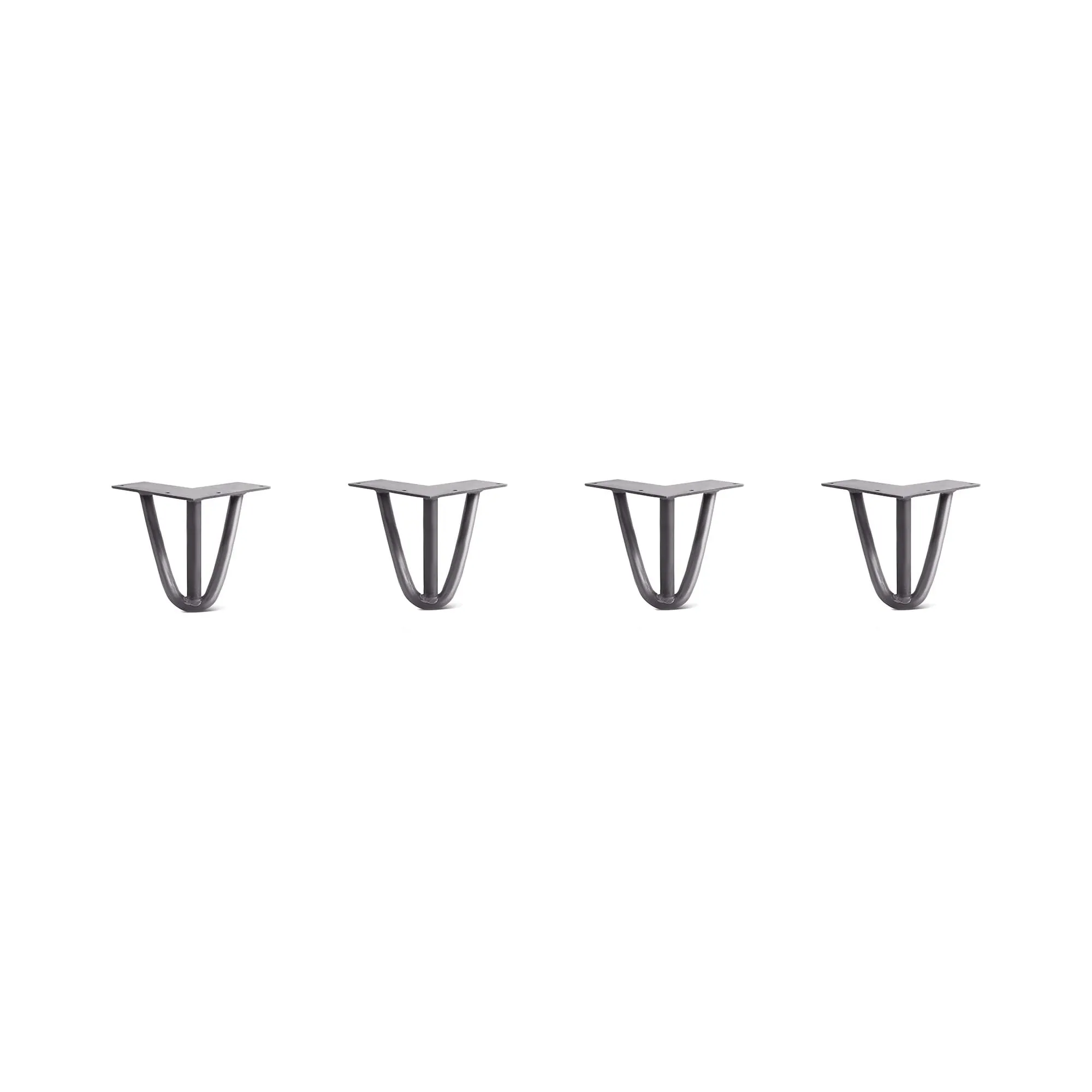 Hairpin Legs Set of 4, 3-Rod Design - Raw Steel