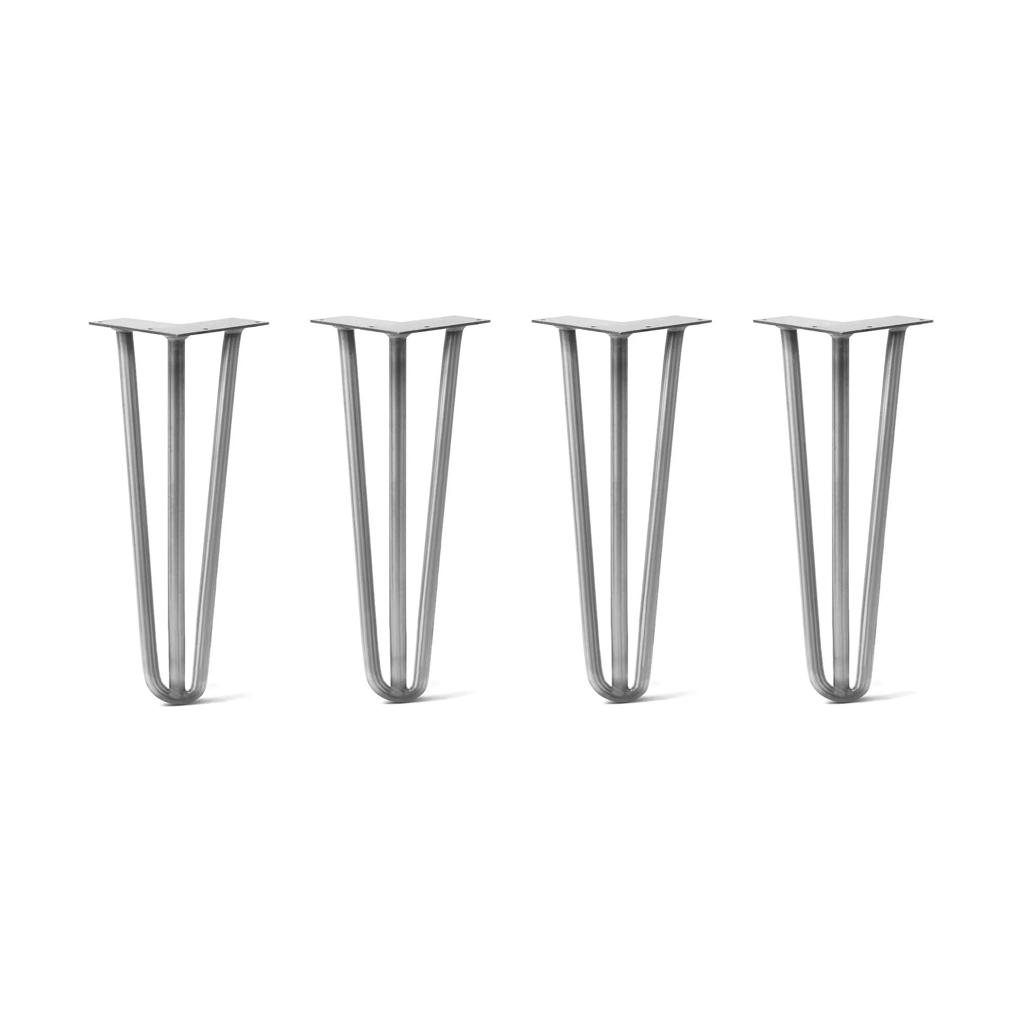 Hairpin Legs Set of 4, 3-Rod Design - Raw Steel