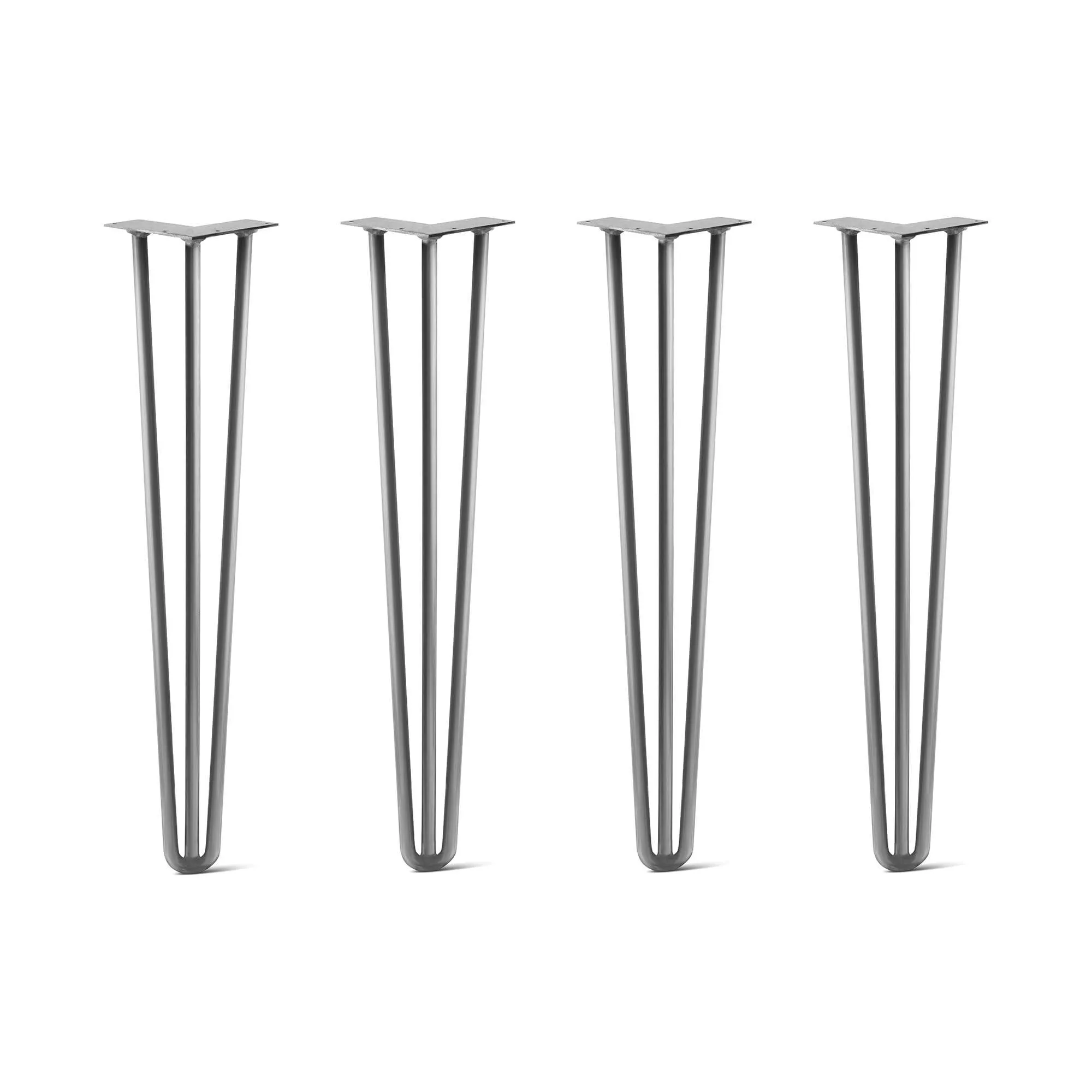 Hairpin Legs Set of 4, 3-Rod Design - Raw Steel