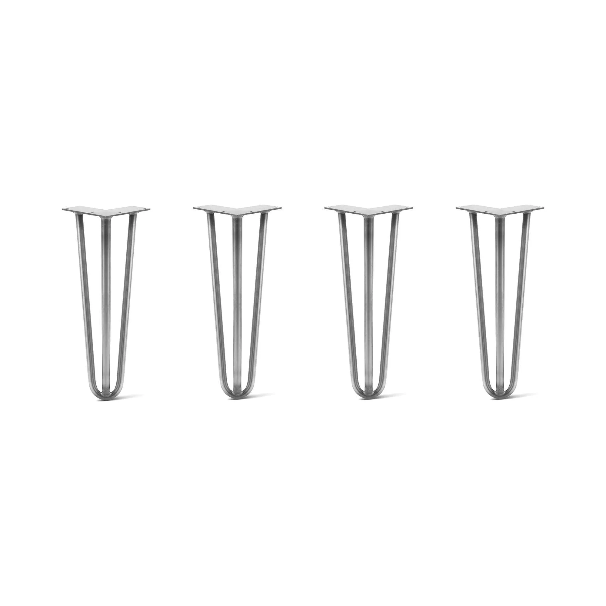 Hairpin Legs Set of 4, 3-Rod Design - Raw Steel