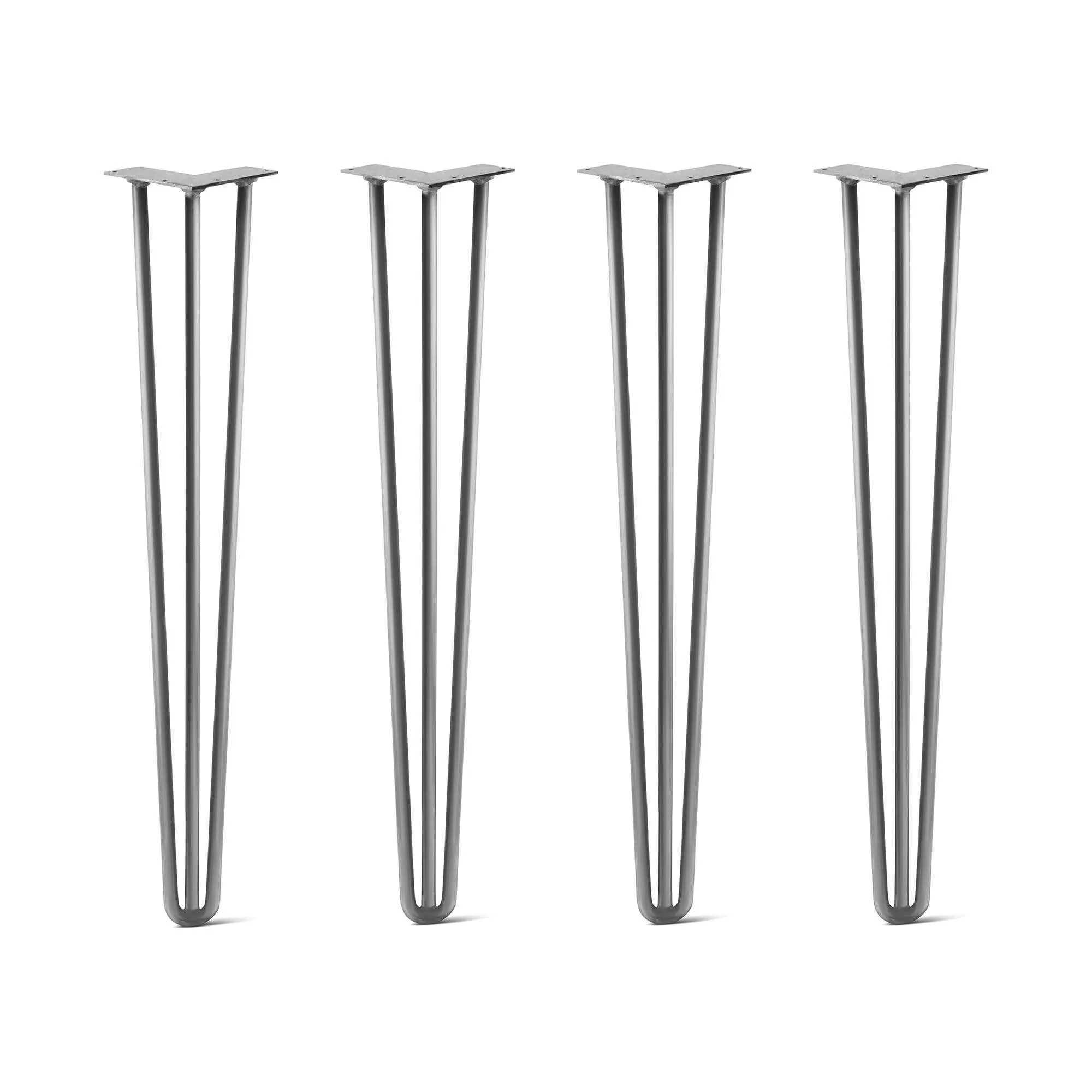 Hairpin Legs Set of 4, 3-Rod Design - Raw Steel