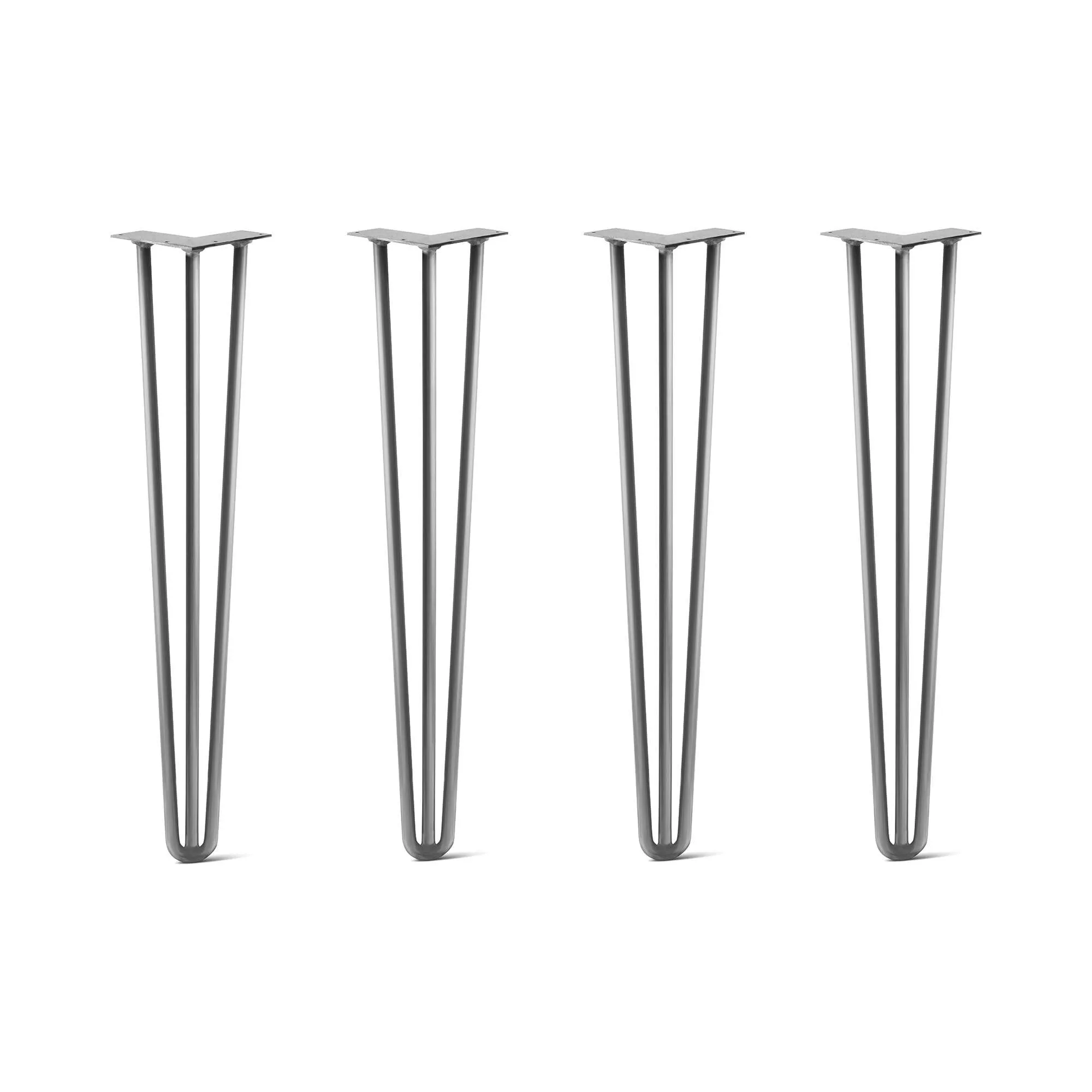 Hairpin Legs Set of 4, 3-Rod Design - Raw Steel