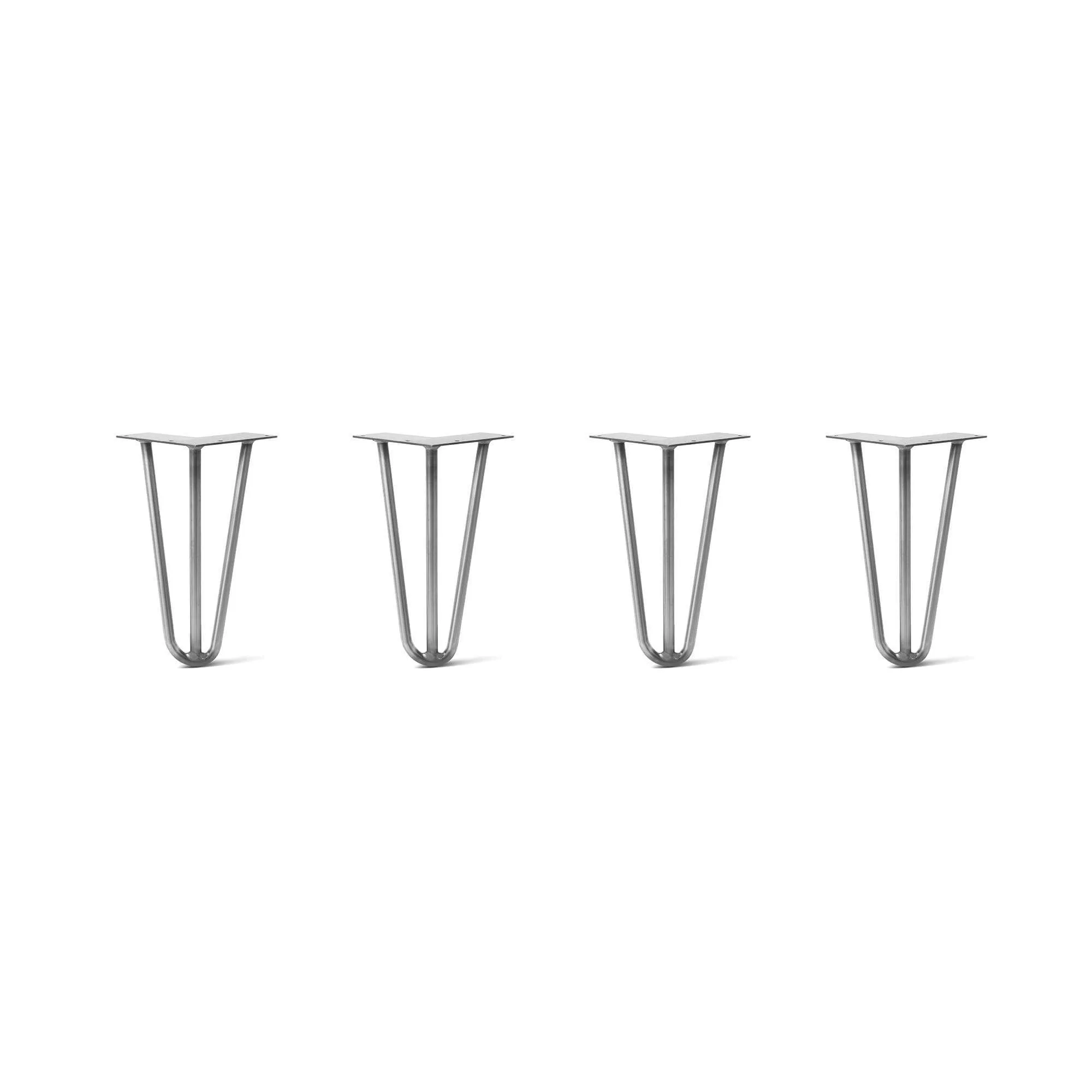 Hairpin Legs Set of 4, 3-Rod Design - Raw Steel