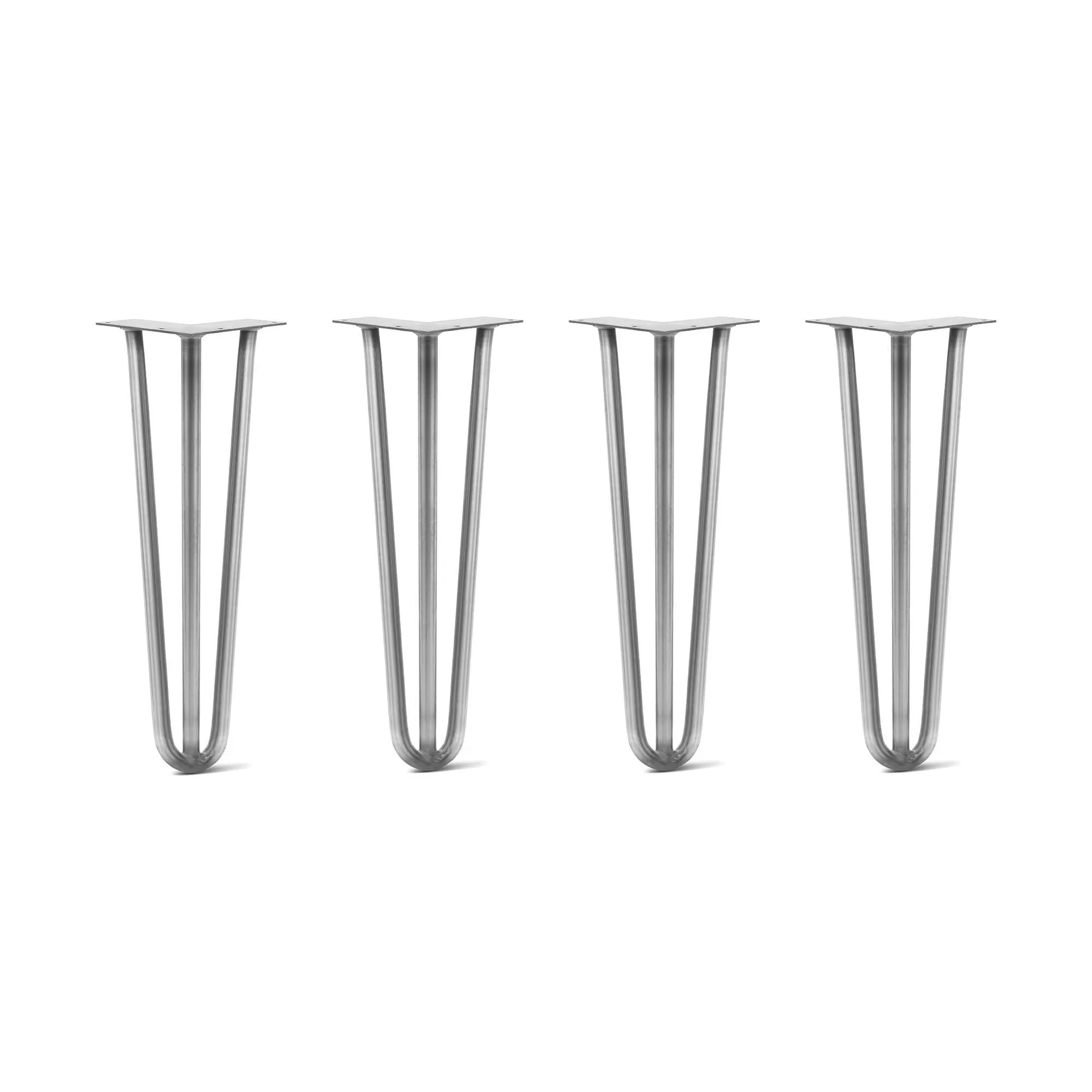 Hairpin Legs Set of 4, 3-Rod Design - Raw Steel