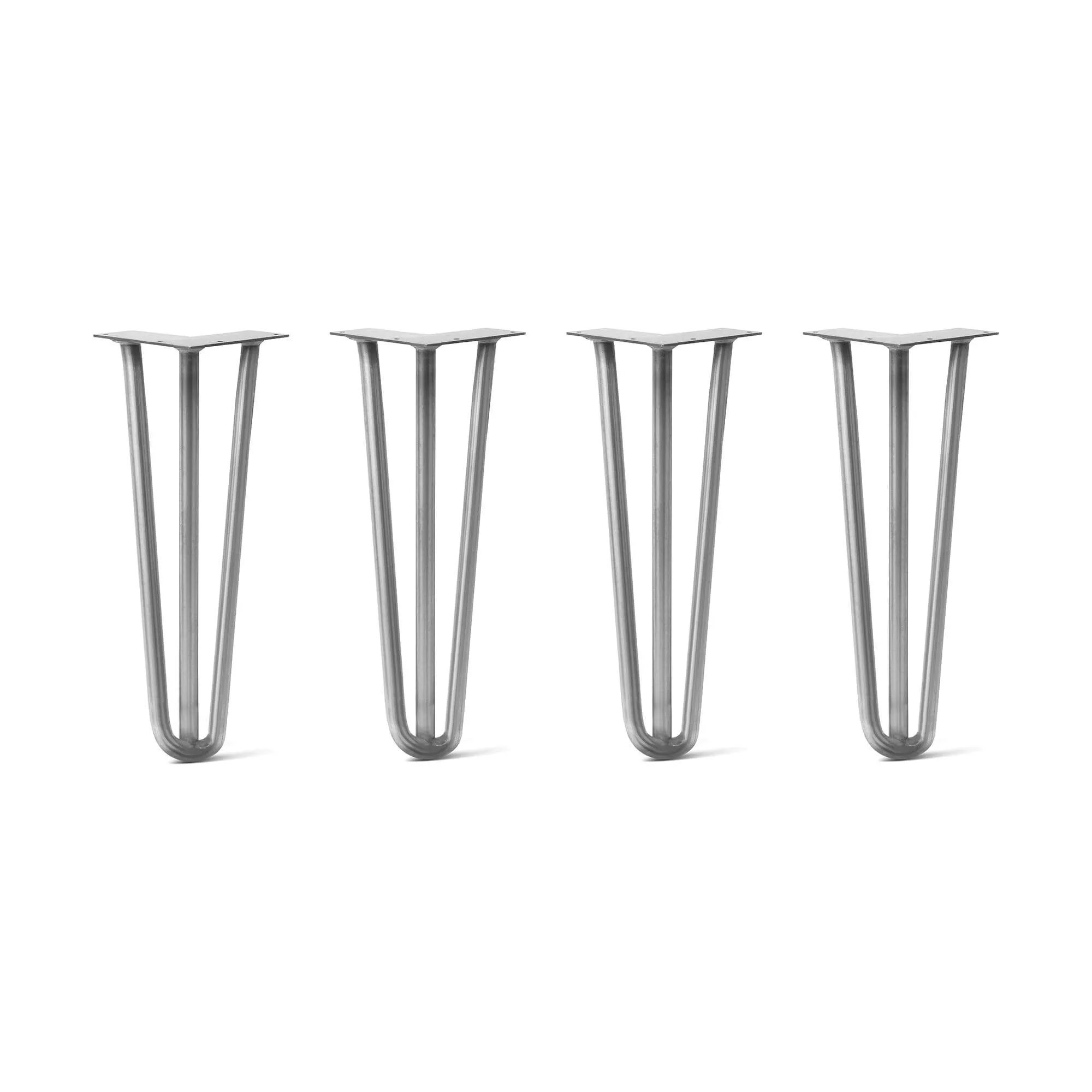 Hairpin Legs Set of 4, 3-Rod Design - Raw Steel