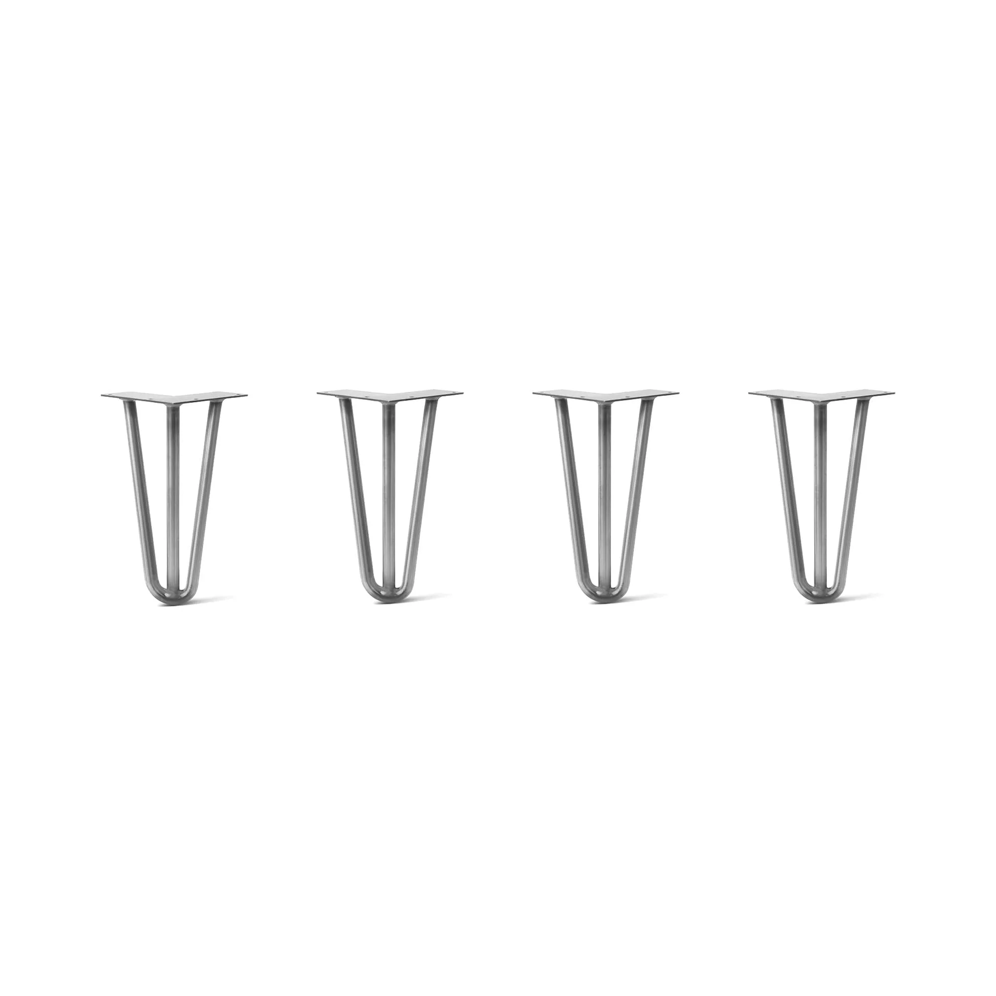 Hairpin Legs Set of 4, 3-Rod Design - Raw Steel