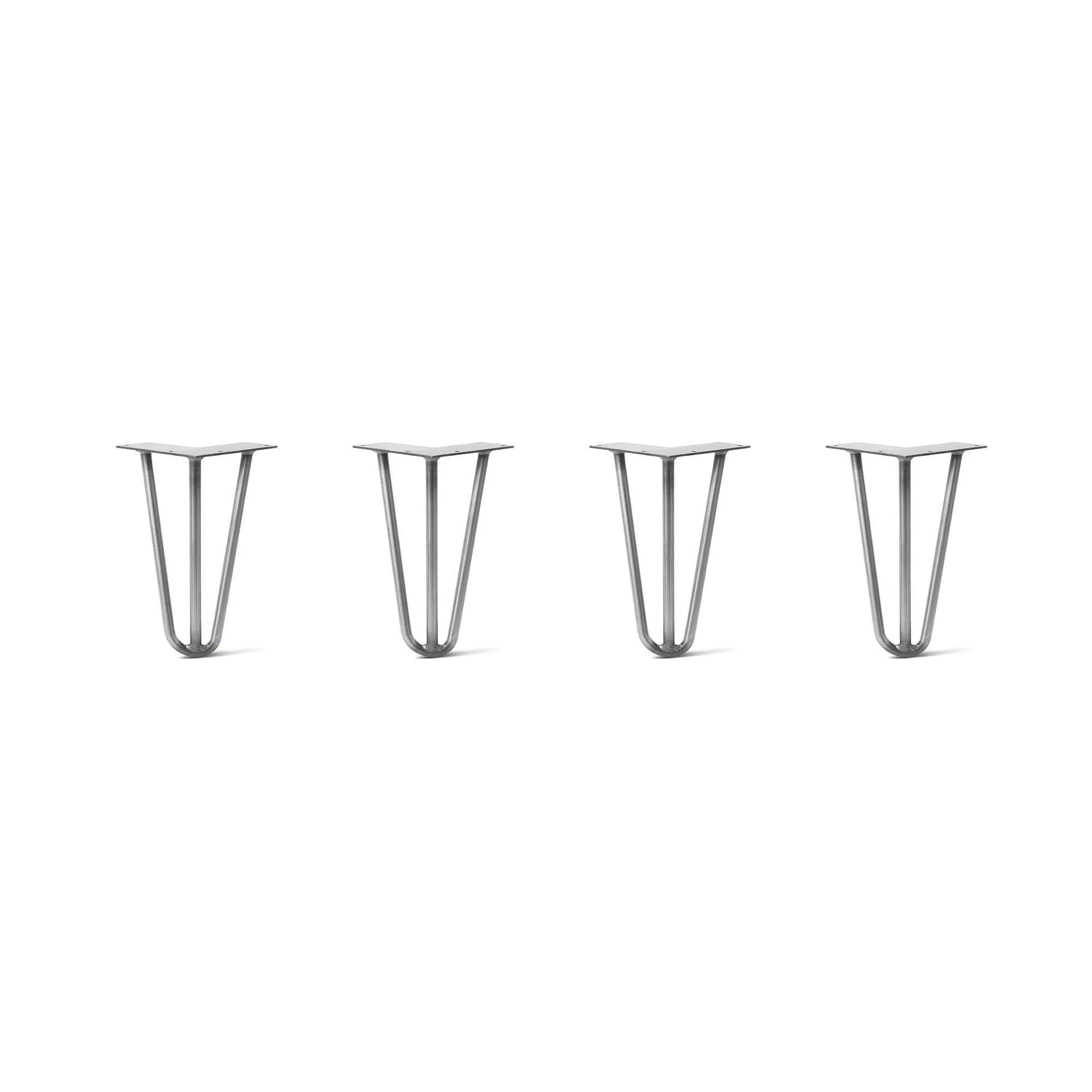 Hairpin Legs Set of 4, 3-Rod Design - Raw Steel