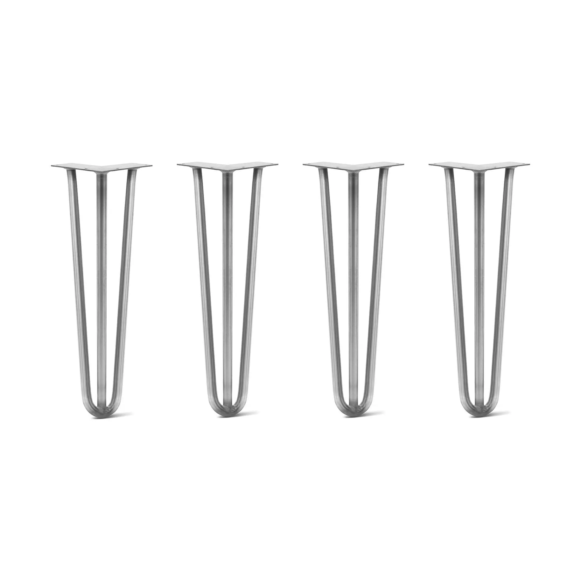 Hairpin Legs Set of 4, 3-Rod Design - Raw Steel