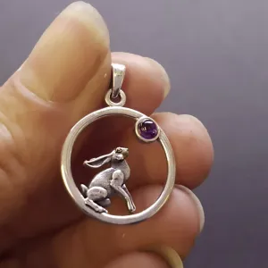 Hare Moon Necklace With Amethyst