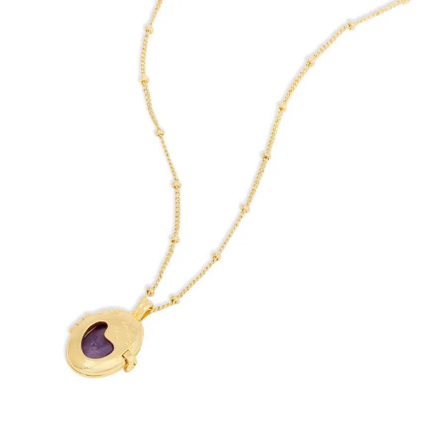 Healing Amethyst Gold Locket Necklace