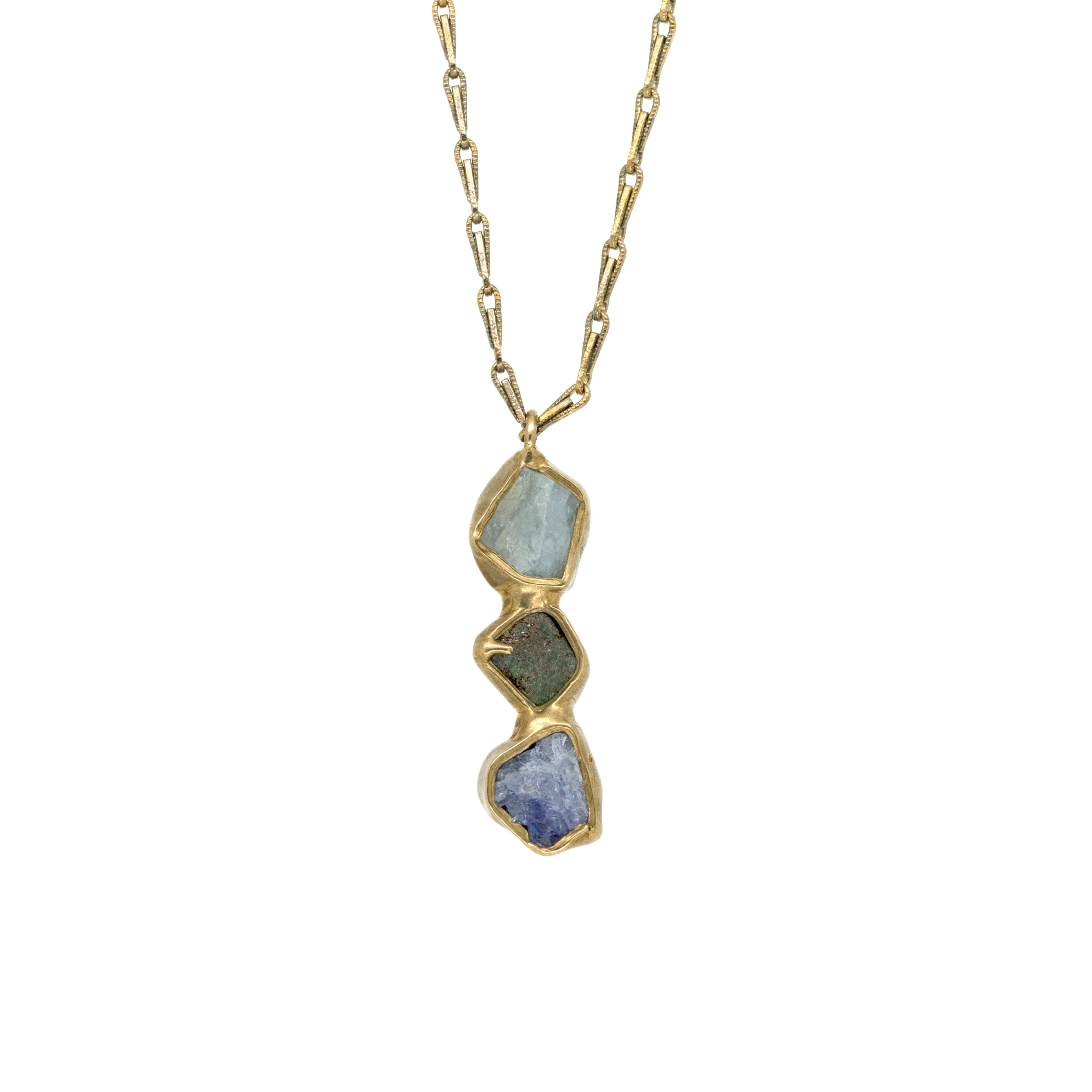 Hidden Trail Solo Pendant Necklace (Aquamarine, Emerald, Tanzanite)