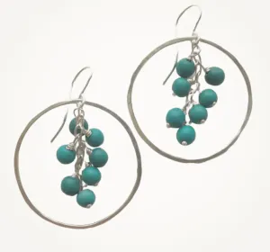 Hoop Earrings | Green Turquoise Cluster