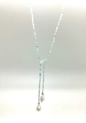 Iselia Lariat - aquamarine/pearl