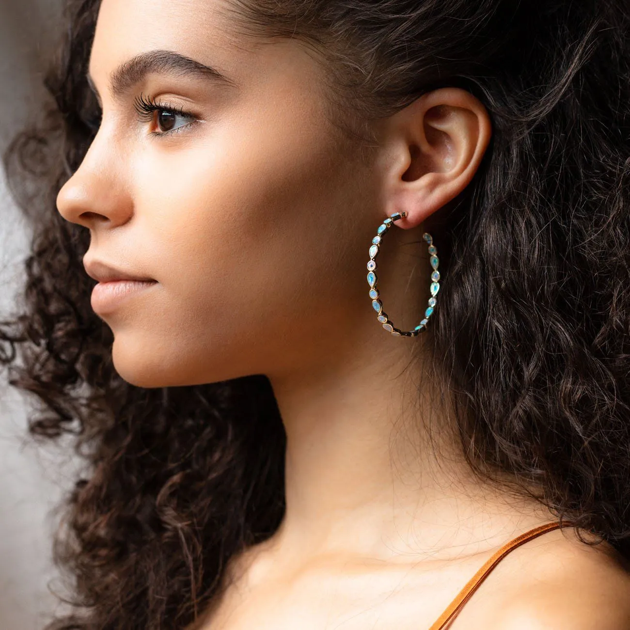 Isla Opal Hoop Earrings