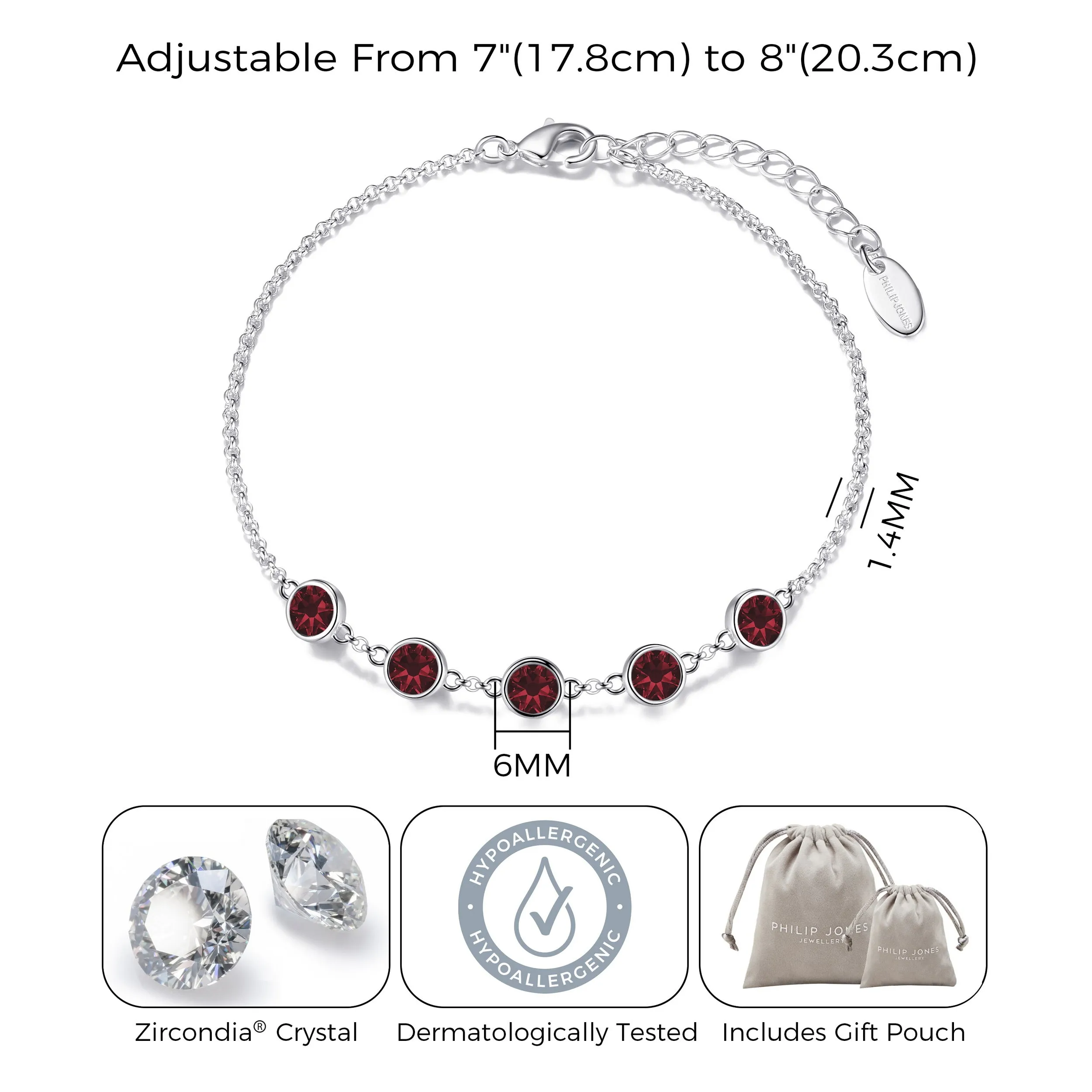 January Birthstone Bracelet Created with Garnet Zircondia® Crystals