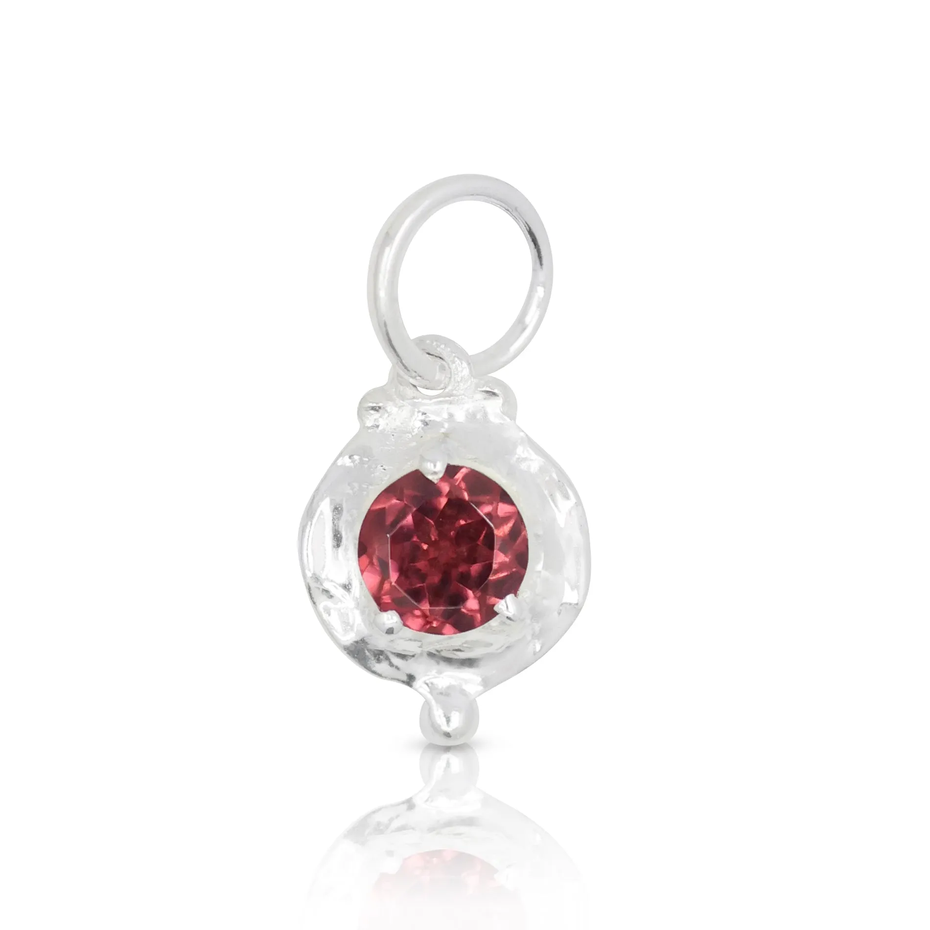 January Garnet Silver Birthstone Necklace Charm