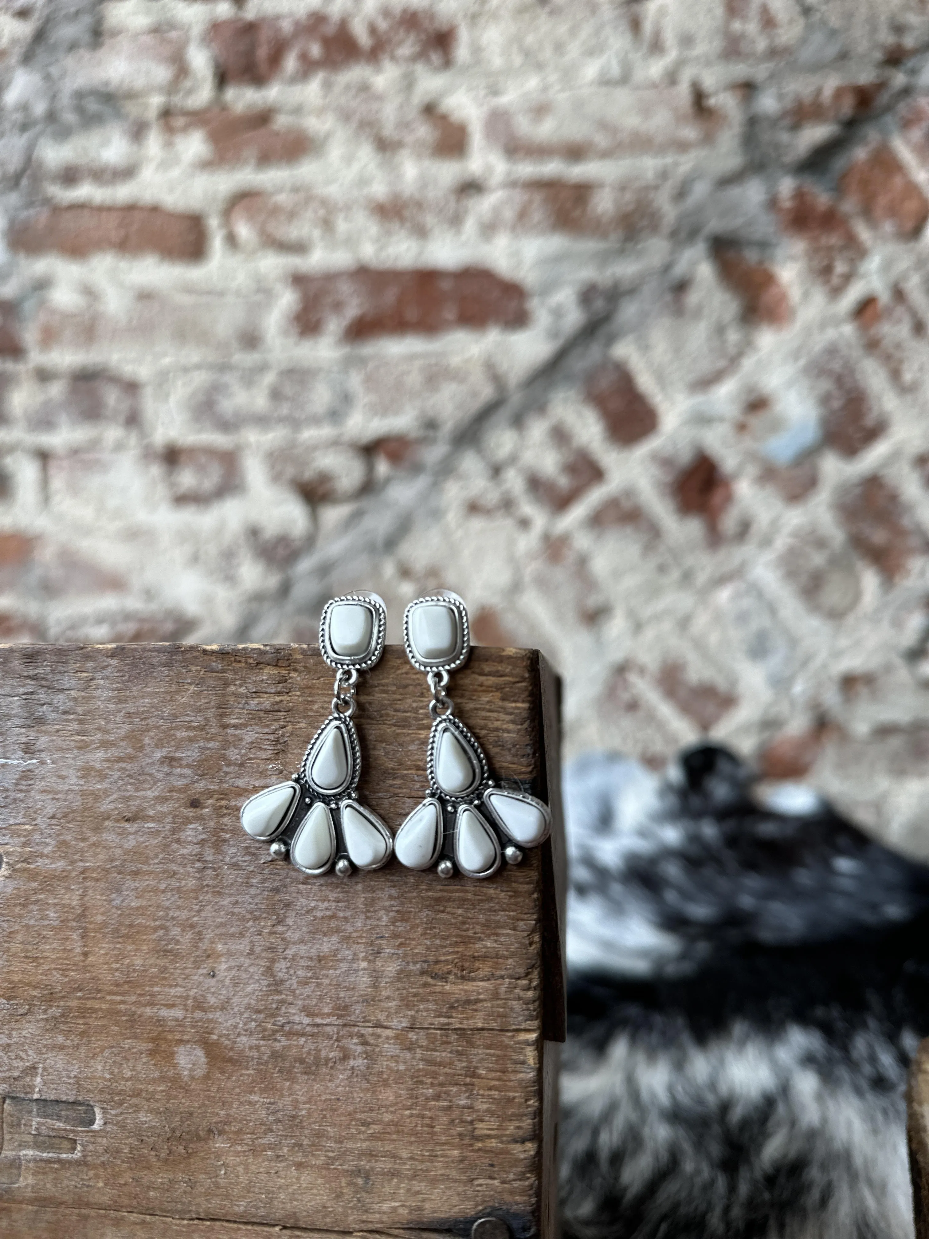 Kylee Faux White Buffalo Post Earrings