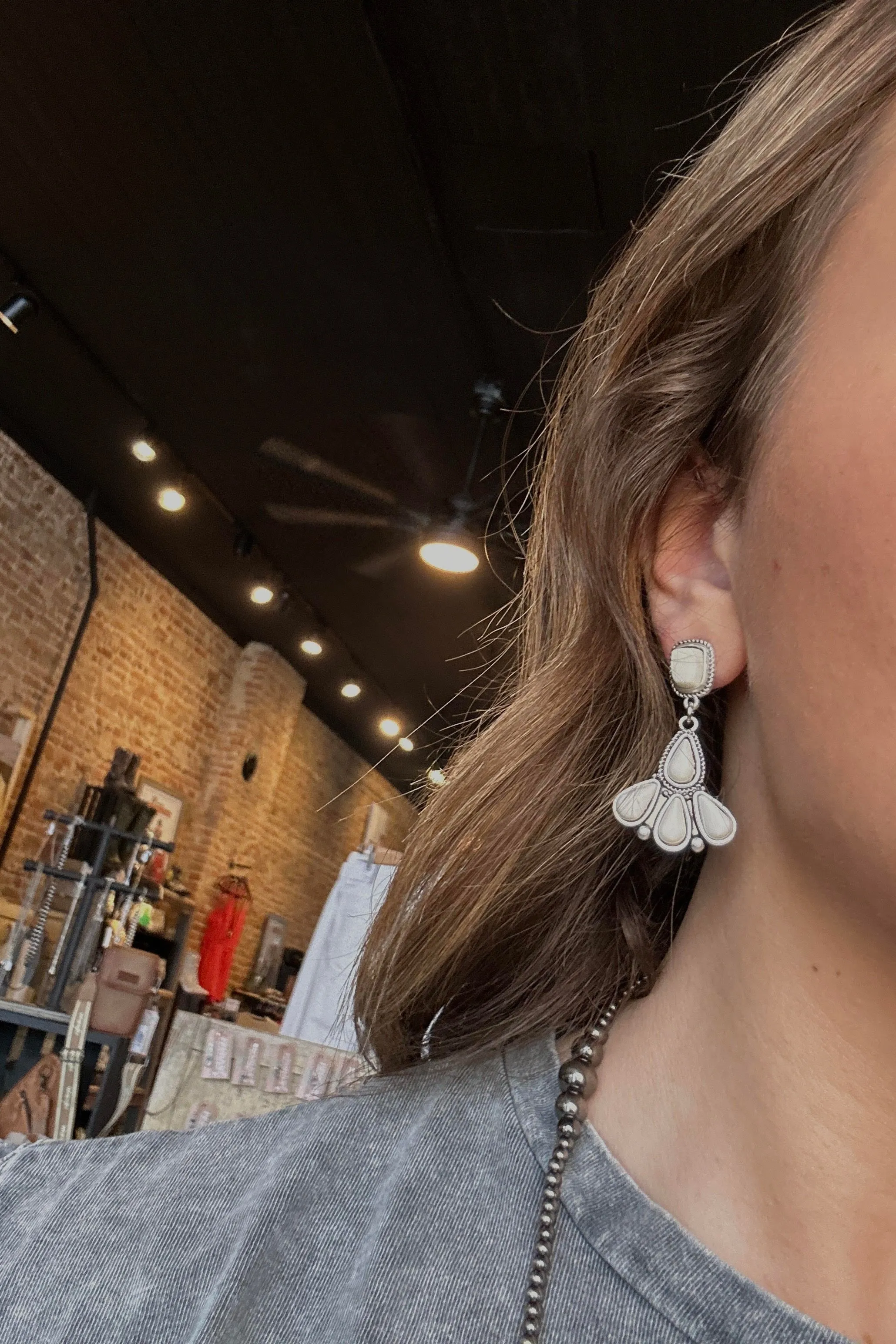 Kylee Faux White Buffalo Post Earrings