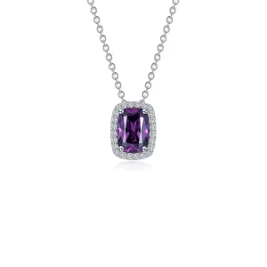 Lafonn Simulated Diamond & Amethyst Halo Cushion-Cut Necklace N0339AMP20