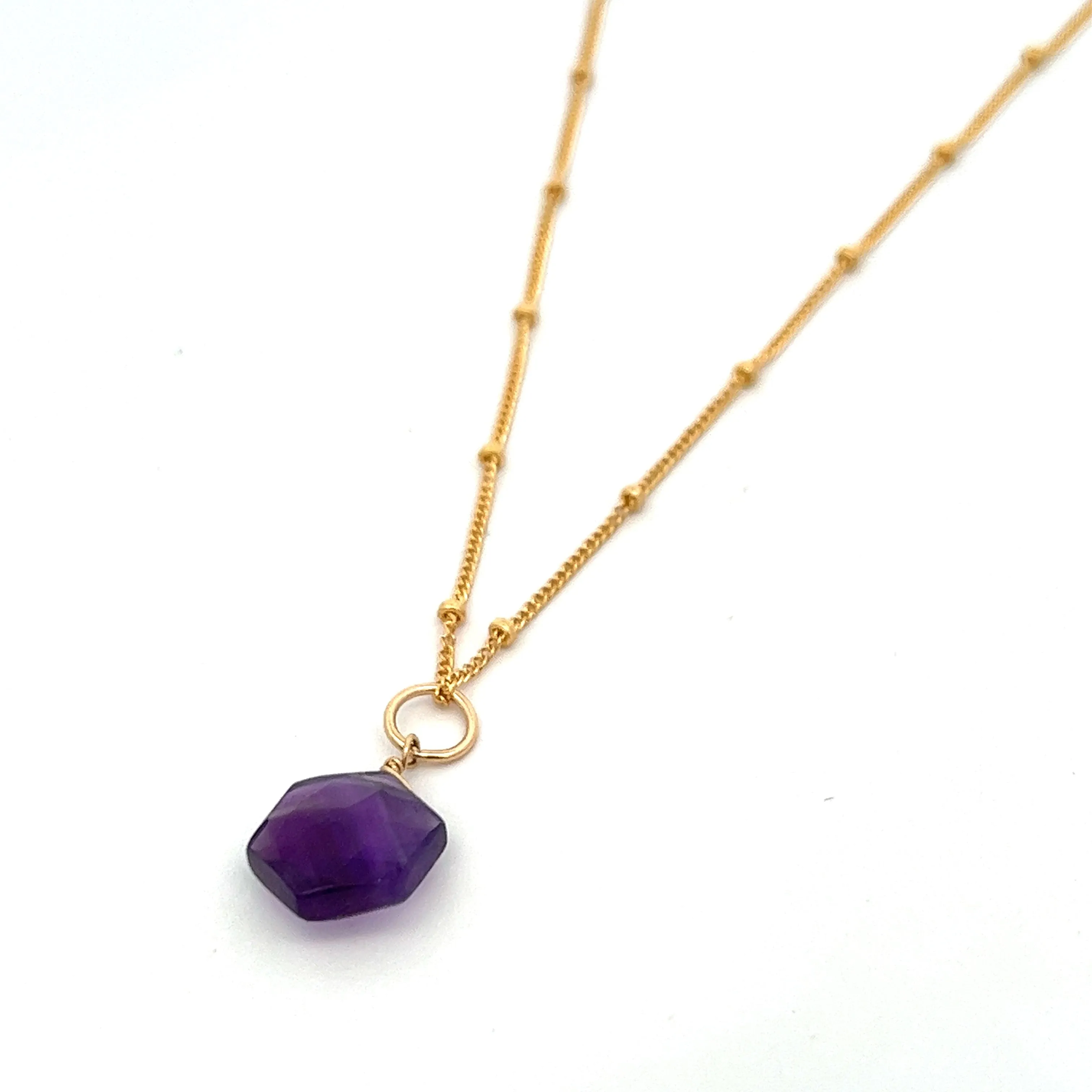 L'amethyste hexagon pendant necklace - natural amethyst